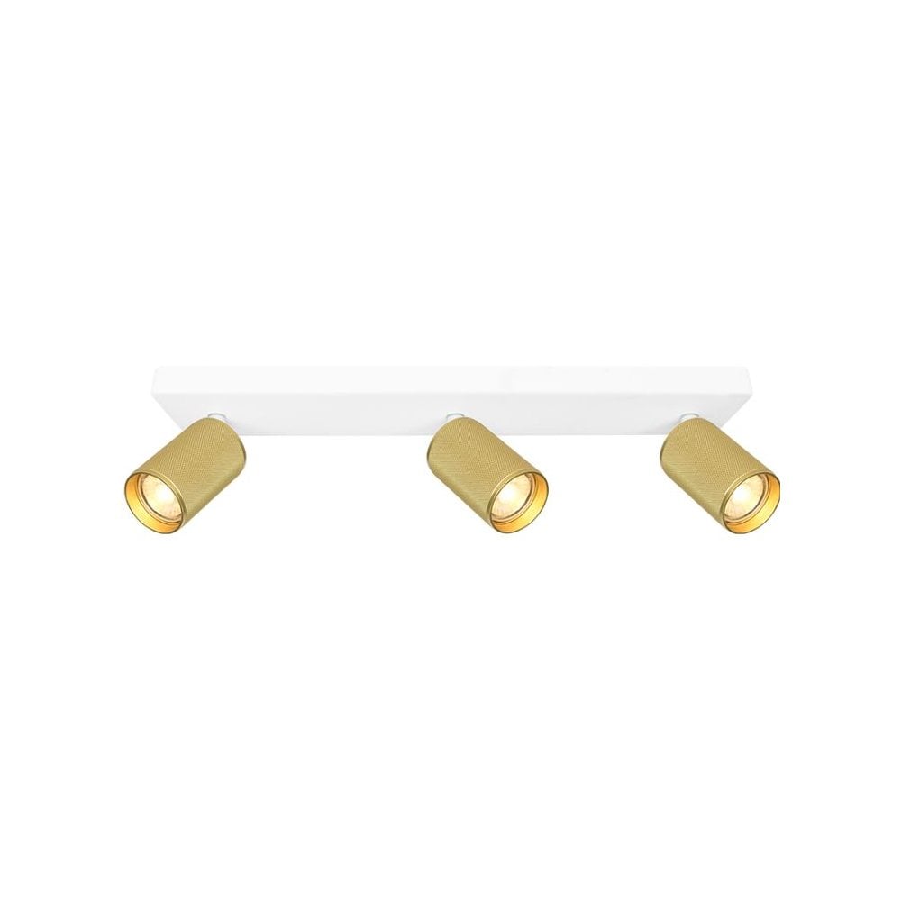 Franklite Broadway 3 Light Spotlight - Matt White & Brass