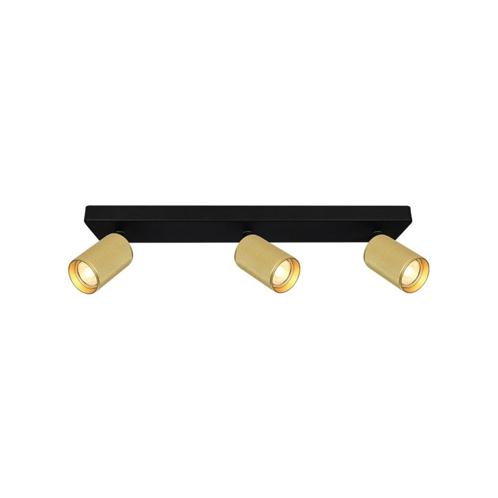 Franklite Broadway 3 Light Spotlight - Matt Black & Brass
