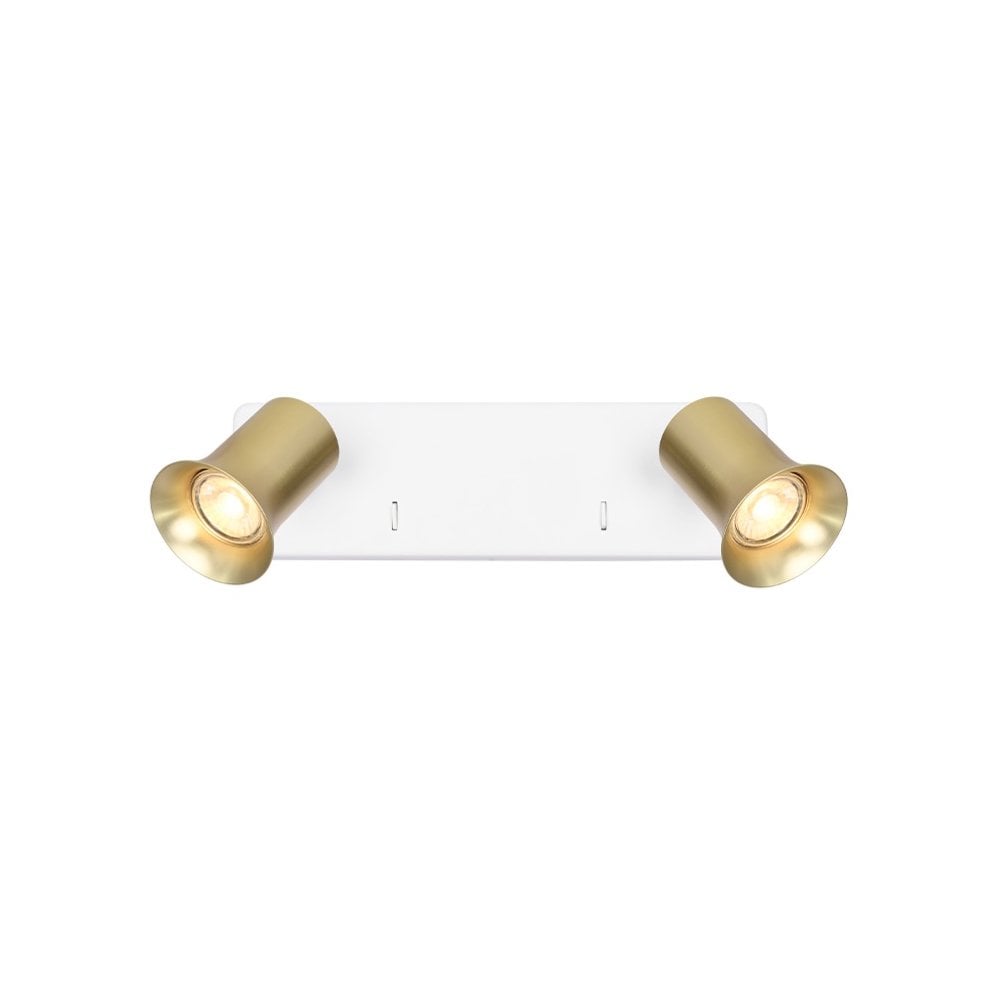 Franklite Broadway 2 Light Spotlight - Matt White & Satin Brass