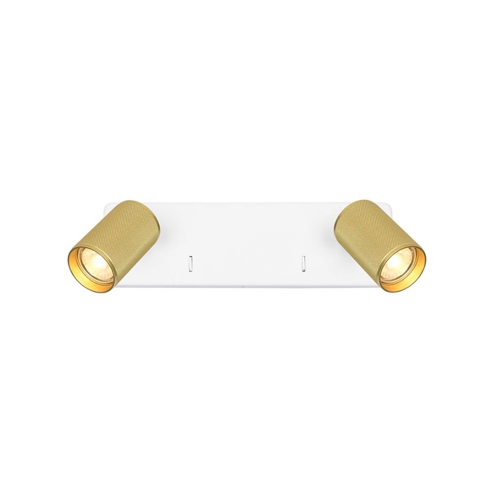 Franklite Broadway 2 Light Spotlight - Matt White & Brass