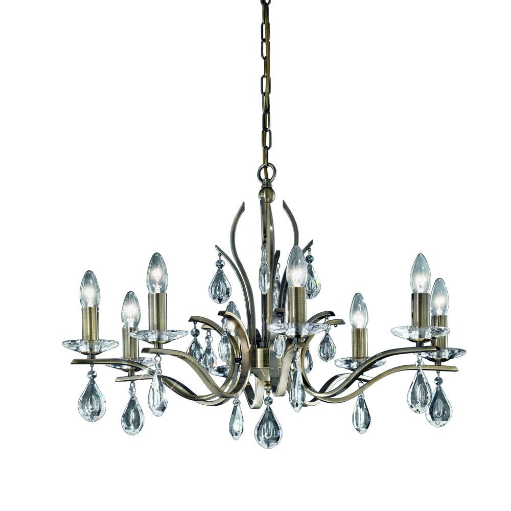 Franklite Willow 8 Light Fitting - Bronze & Crystal Glass