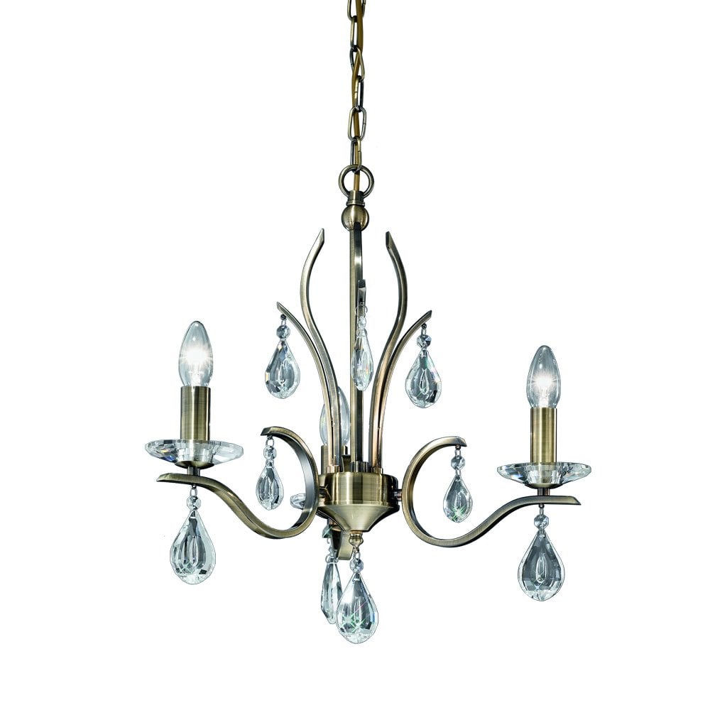 Franklite Willow 3 Light Fitting - Bronze & Crystal Glass