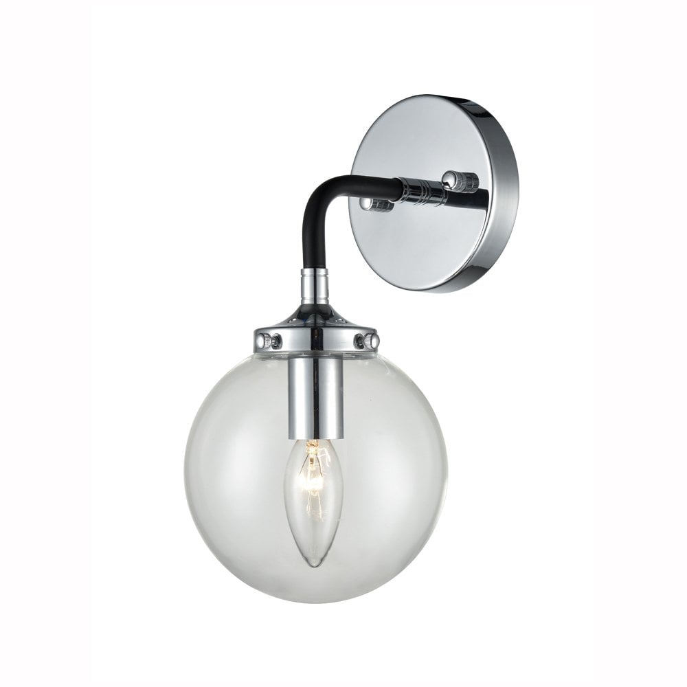 Franklite Reaction 1 Light Wall Bracket - Matt Black & Chrome