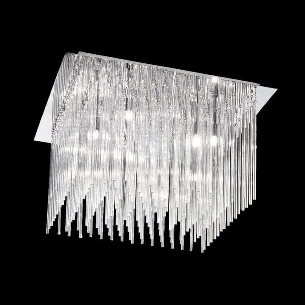 Franklite Carillon 600mm 10 Light Square Flush - Chrome & Glass