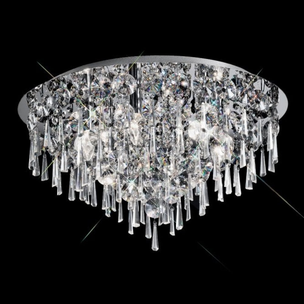 Franklite Olesia 500mm Circular Flush IP44 - Chrome & Crystal