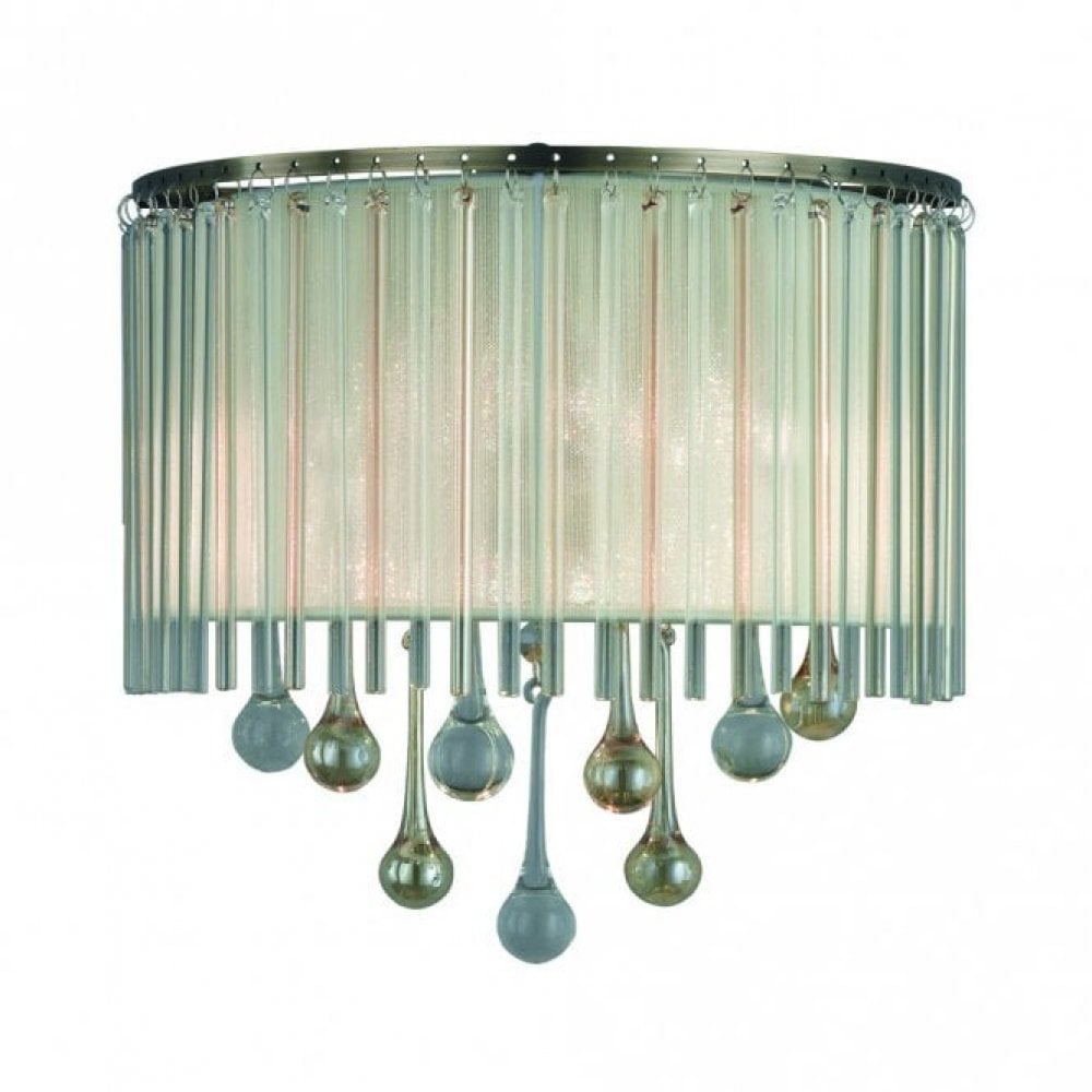 Franklite Ambience 2 Light Wall Bracket - Bronze, Crystal & Cream Shade