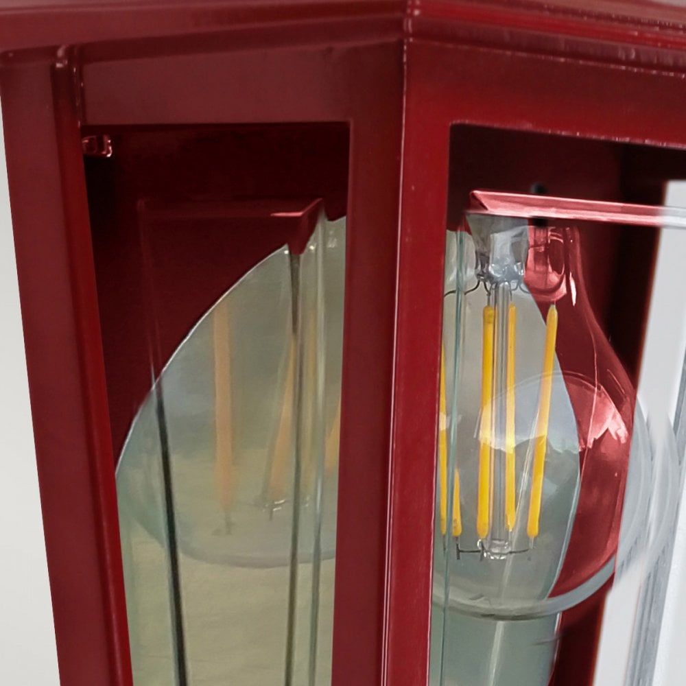 Elstead Deco Lane 1 Light Half Wall Lantern - Red