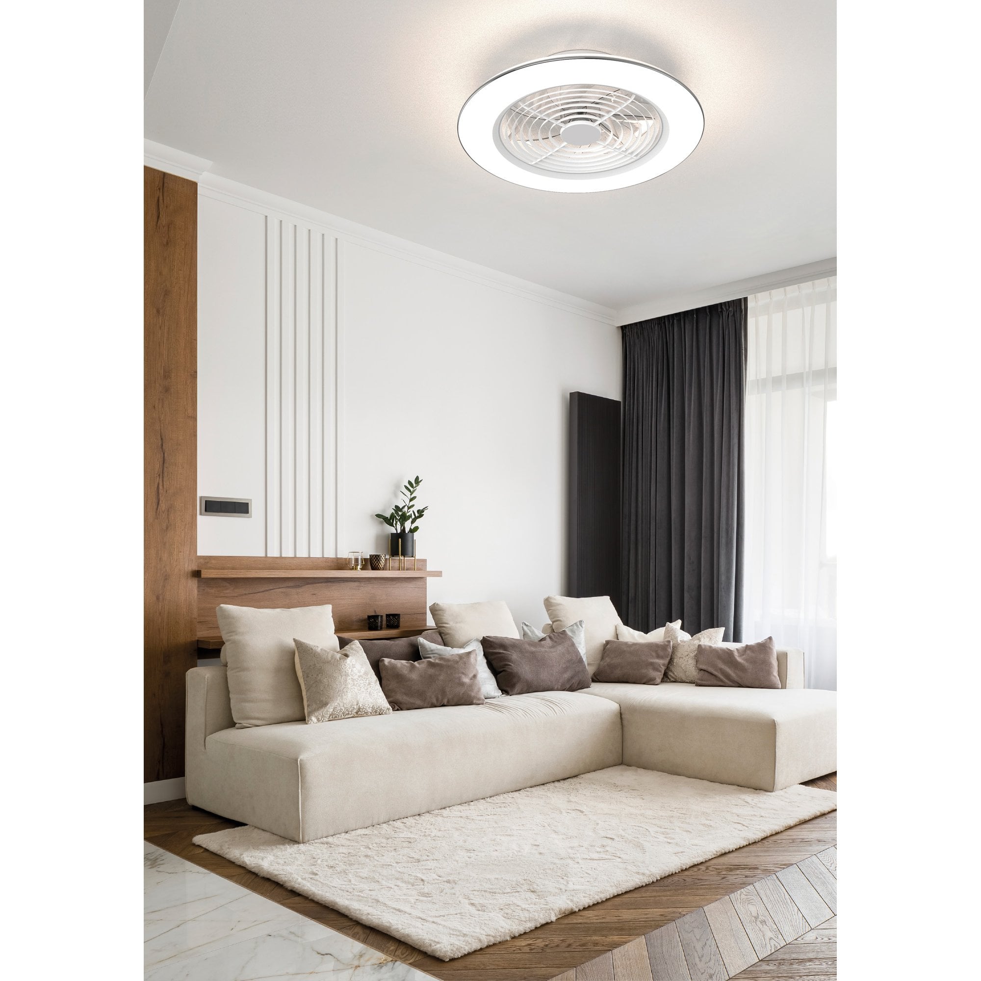 Mantra Alisio 70W LED Dimmable Ceiling Light & Fan, Remote, APP Controlled, Polished Chrome