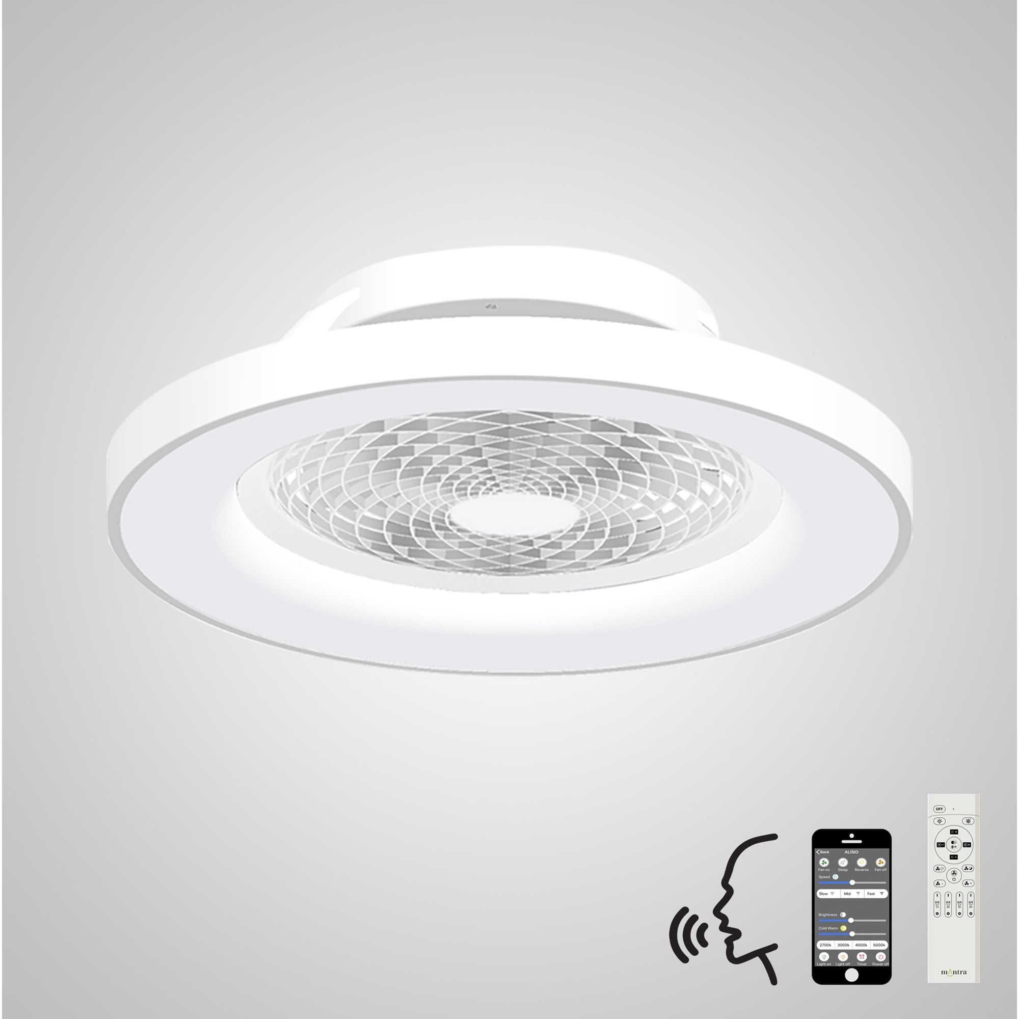 Mantra Tibet 70W LED Dimmable Ceiling Light & Fan, Remote, APP ,  Voice Controlled, White