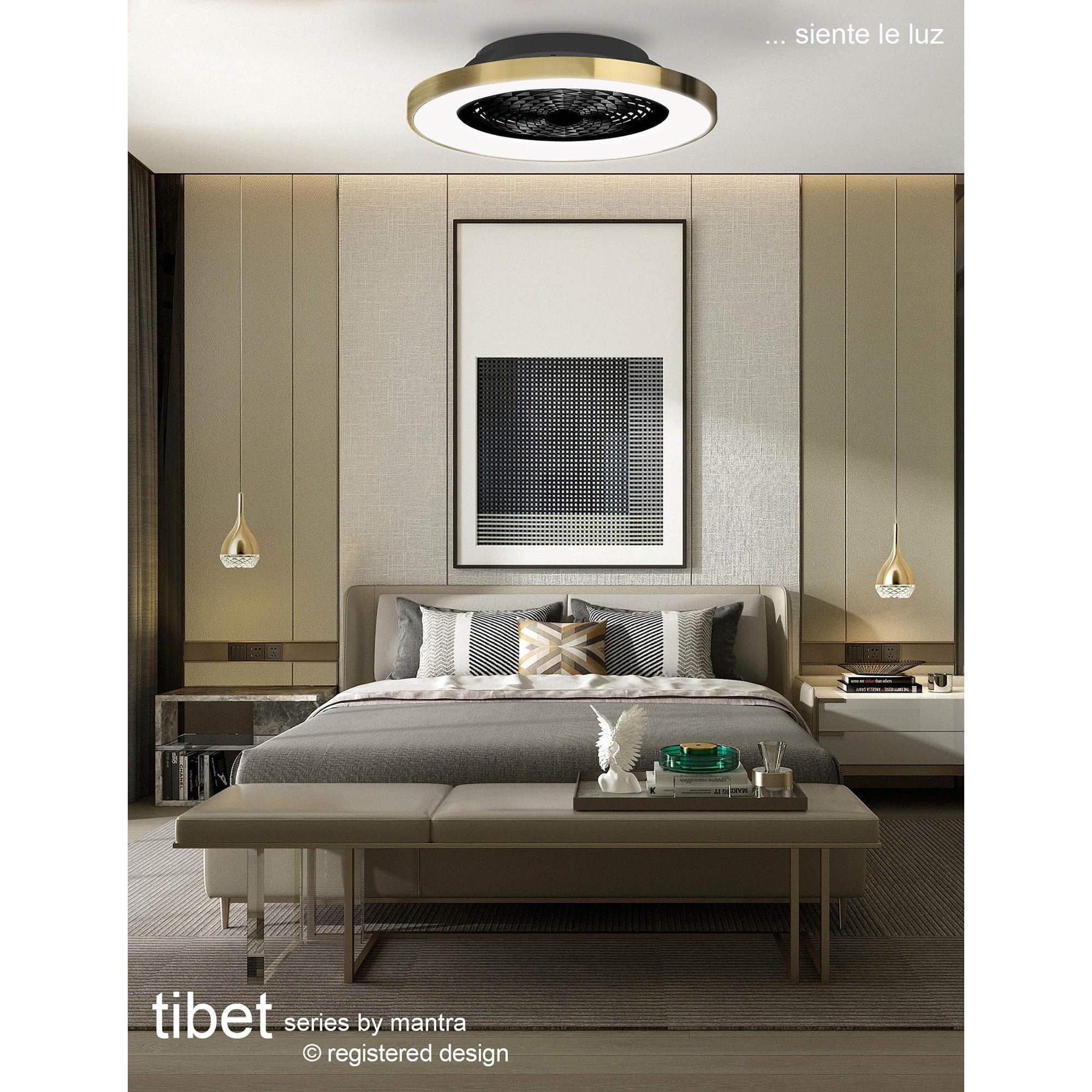 Mantra Tibet 70W LED Dimmable Ceiling Light & Fan, Remote, APP ,  Voice Controlled, White