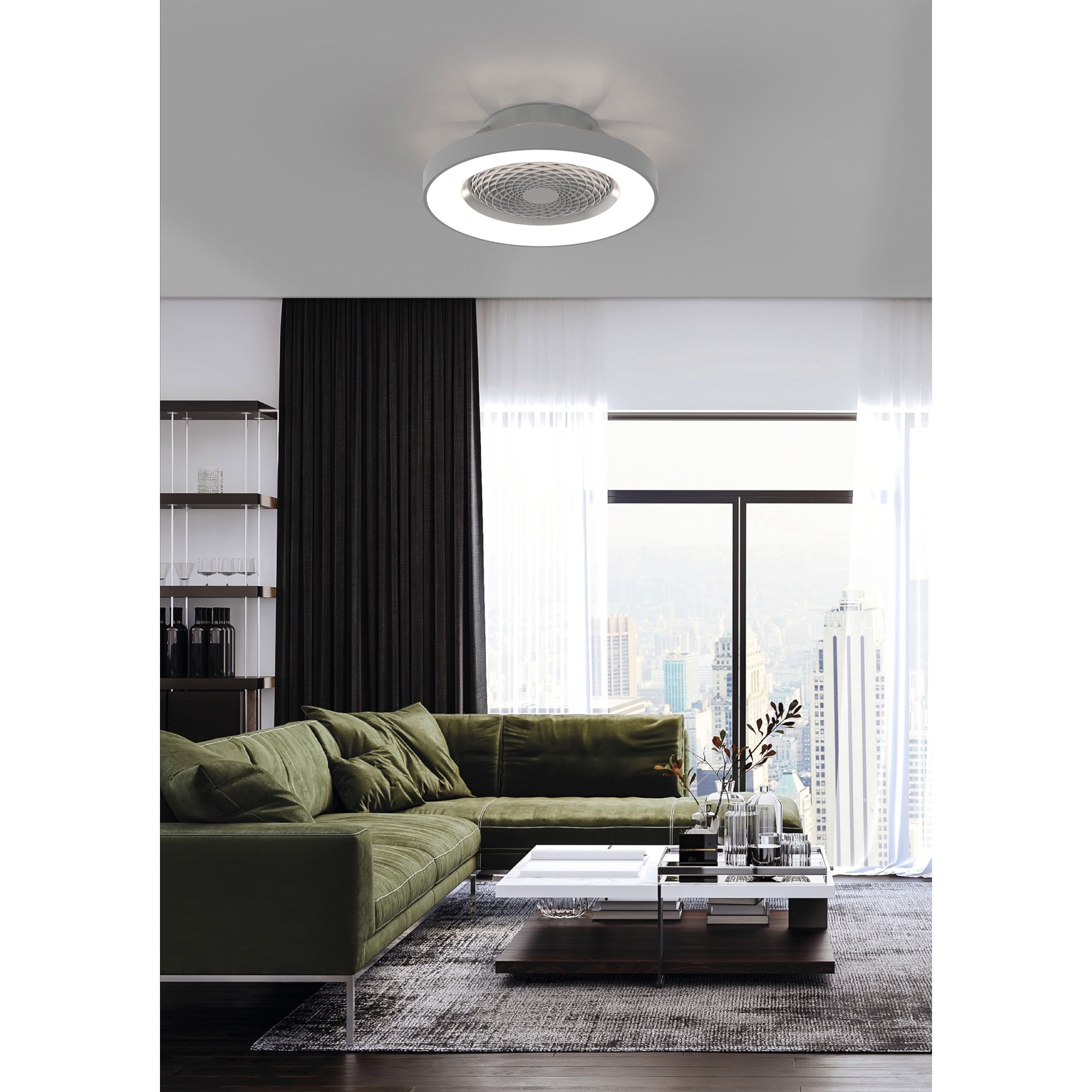 Mantra Tibet 70W LED Dimmable Ceiling Light & Fan, Remote, APP ,  Voice Controlled, Wood Effect