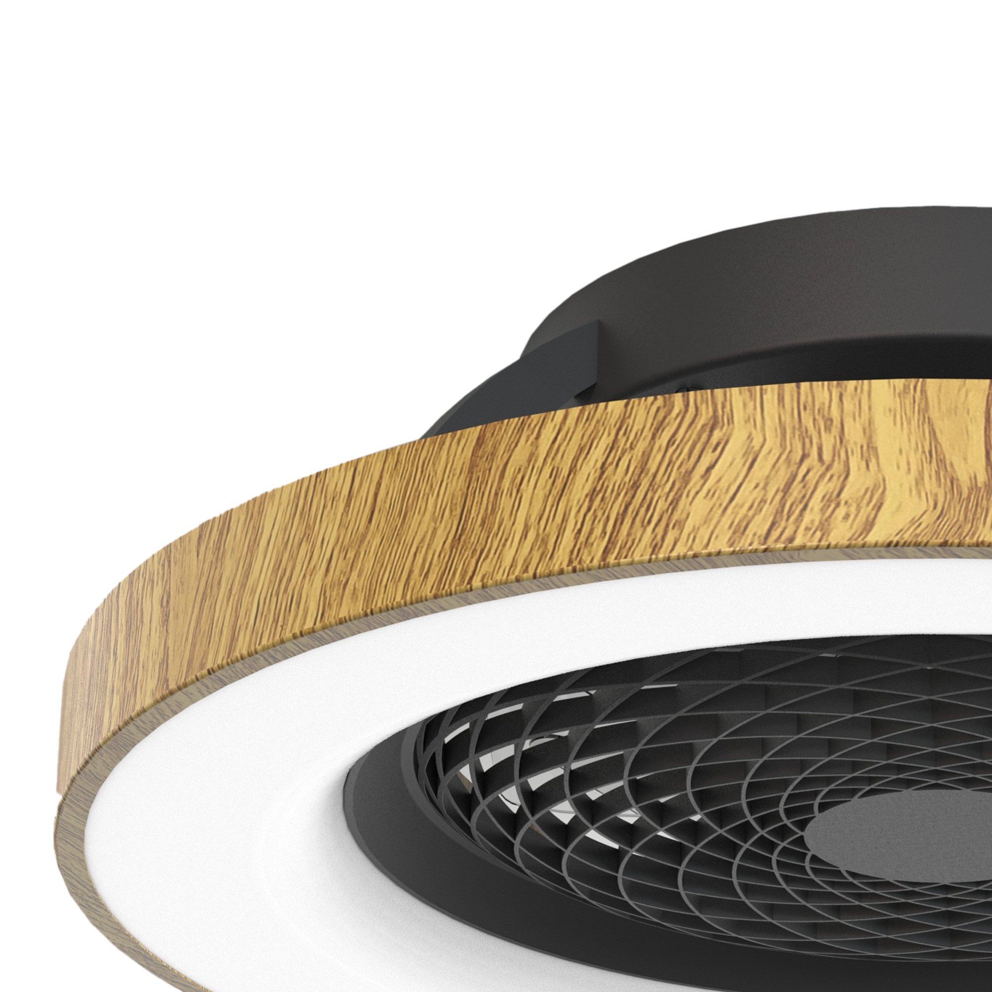 Mantra Tibet 70W LED Dimmable Ceiling Light & Fan, Remote, APP ,  Voice Controlled, Wood Effect, Black