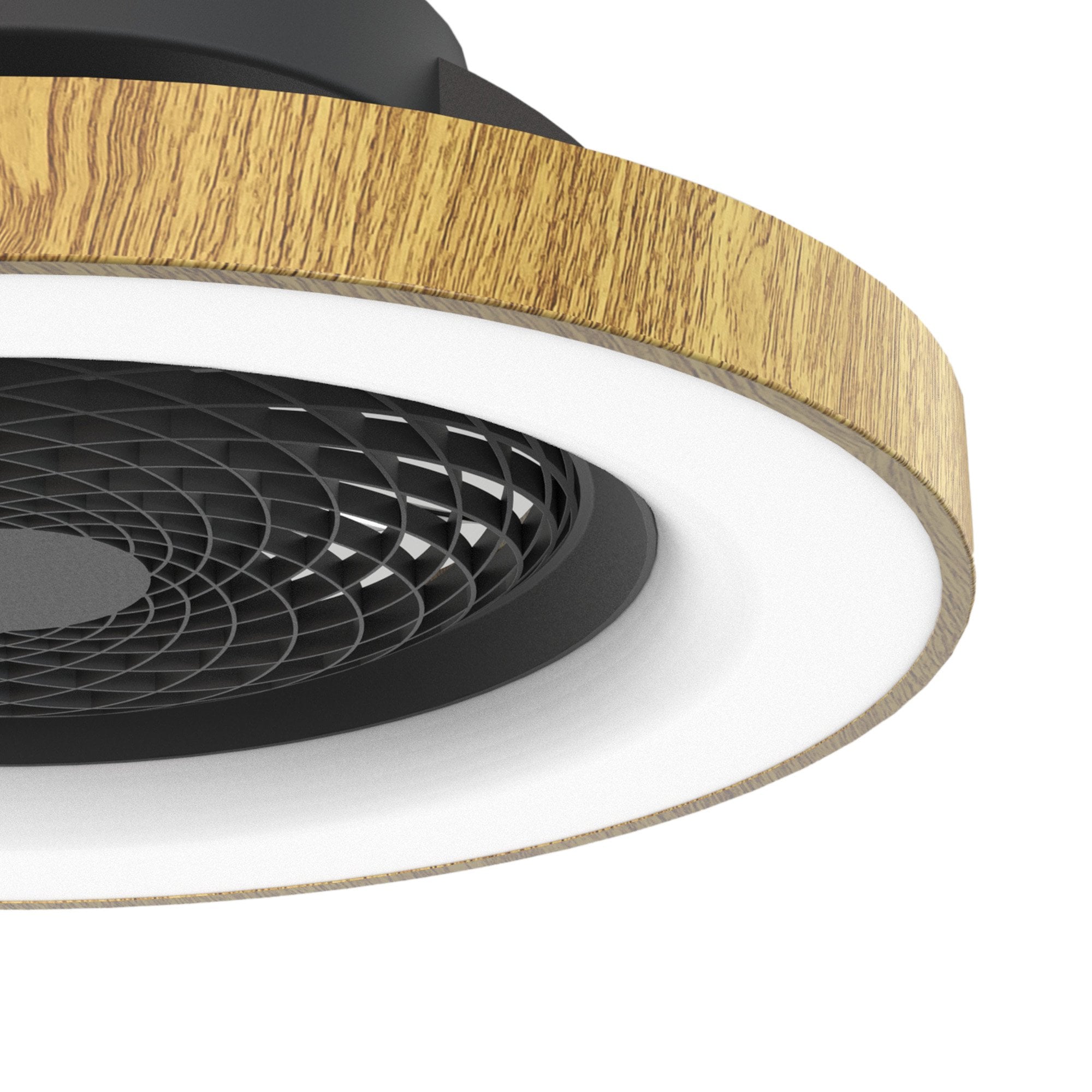 Mantra Tibet 70W LED Dimmable Ceiling Light & Fan, Remote, APP ,  Voice Controlled, Wood Effect, Black