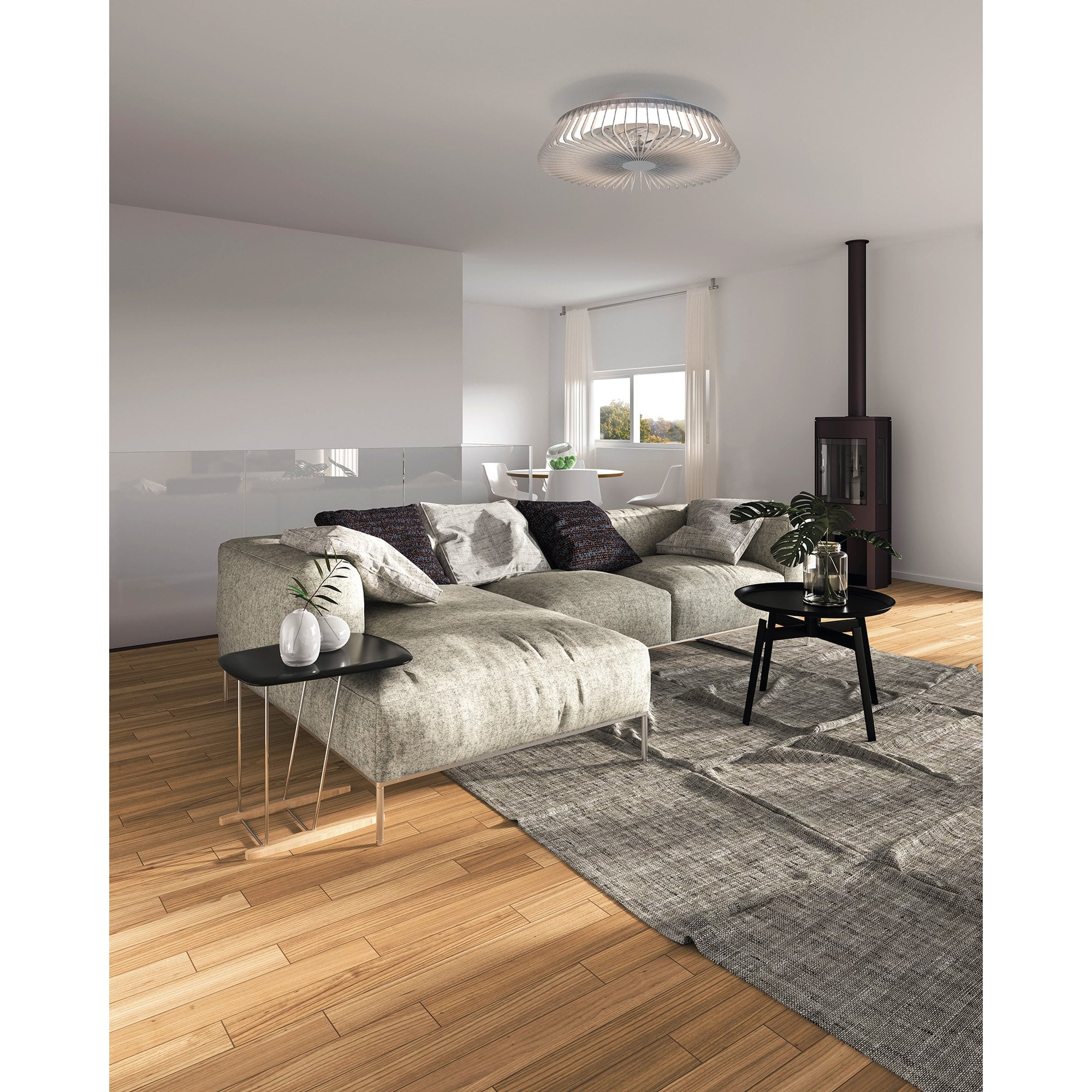 Mantra Himalaya 70W LED Dimmable Ceiling Light & Fan, Remote, APP ,  Voice Controlled, Wood Effect