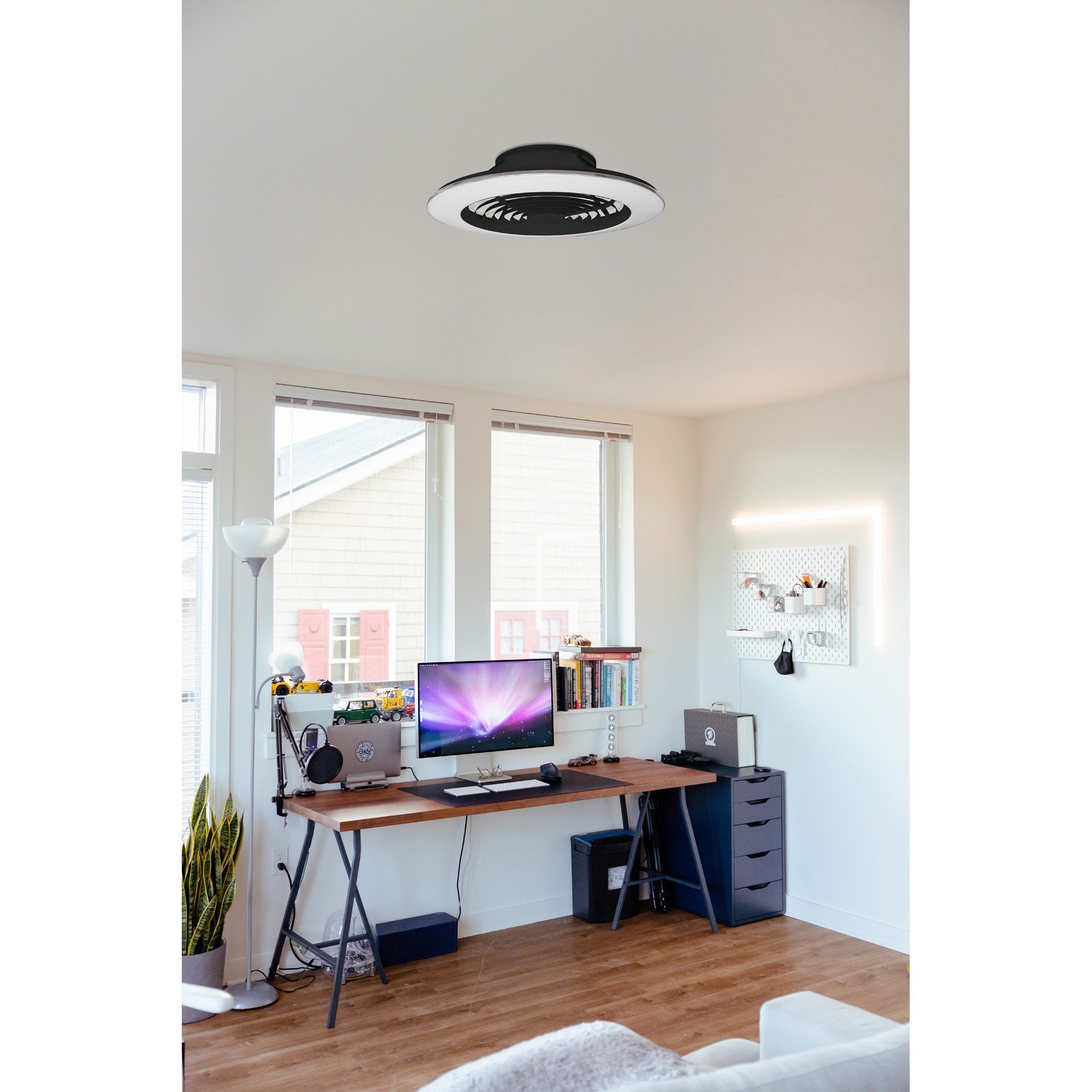 Mantra Alisio XL 95W LED Dimmable Ceiling Light & Fan, Remote, APP ,  Voice Controlled, Black