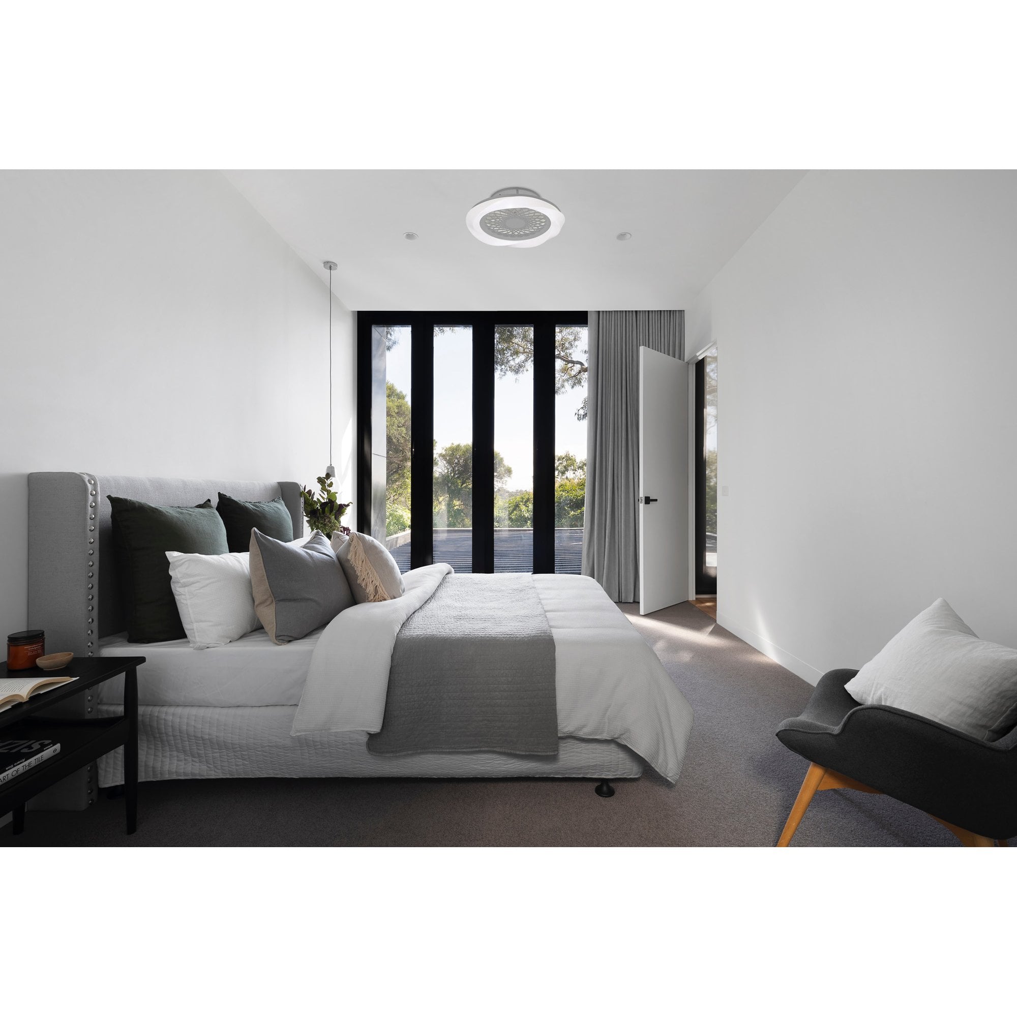 Mantra Boreal 70W LED Dimmable Ceiling Light & Fan, Remote Controlled, Silver