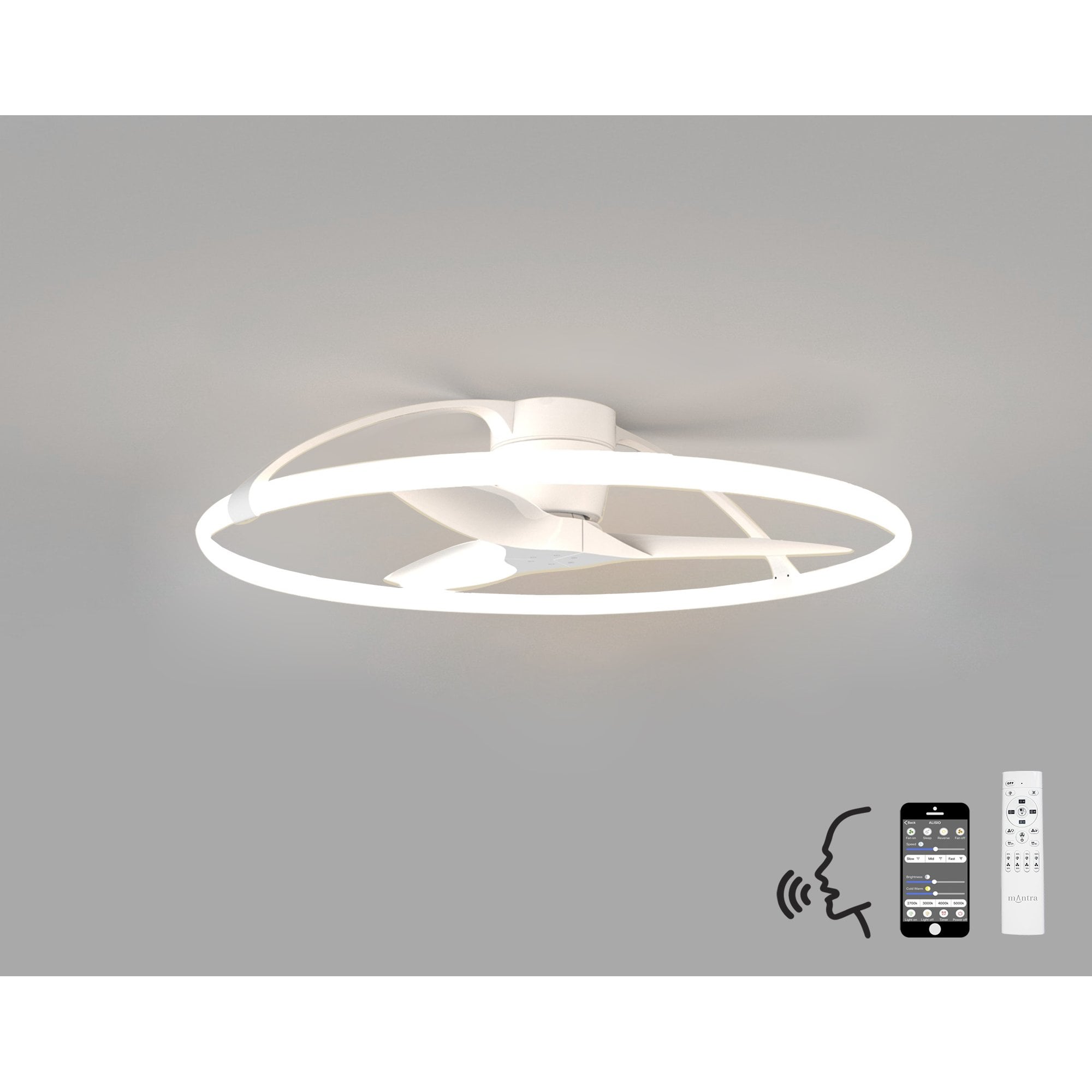 Mantra Nepal 75W LED Dimmable Ceiling Light & Fan, Remote, APP, Voice Controlled - White