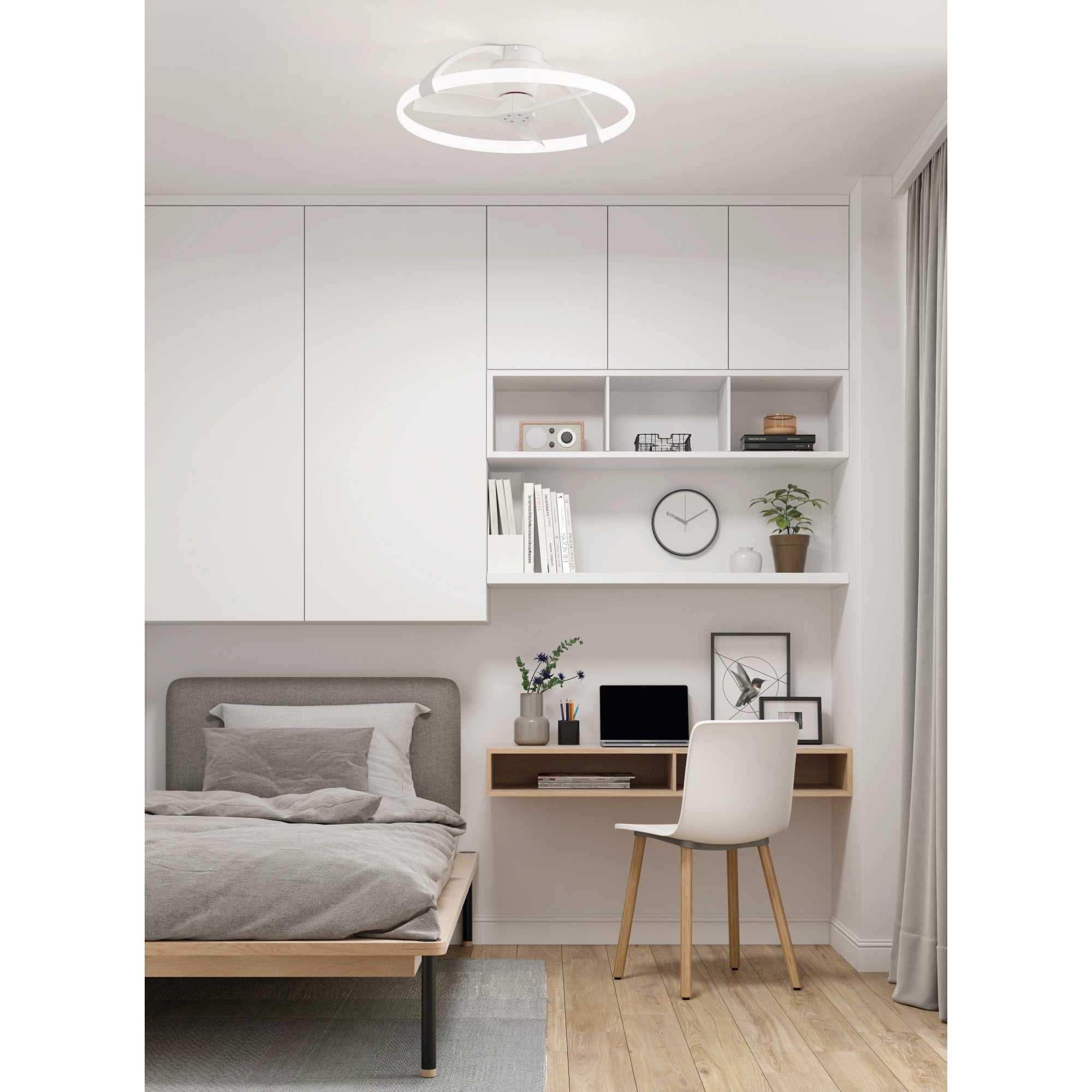 Mantra Nepal 55W LED Dimmable Ceiling Light & Fan, Remote Controlled - Black