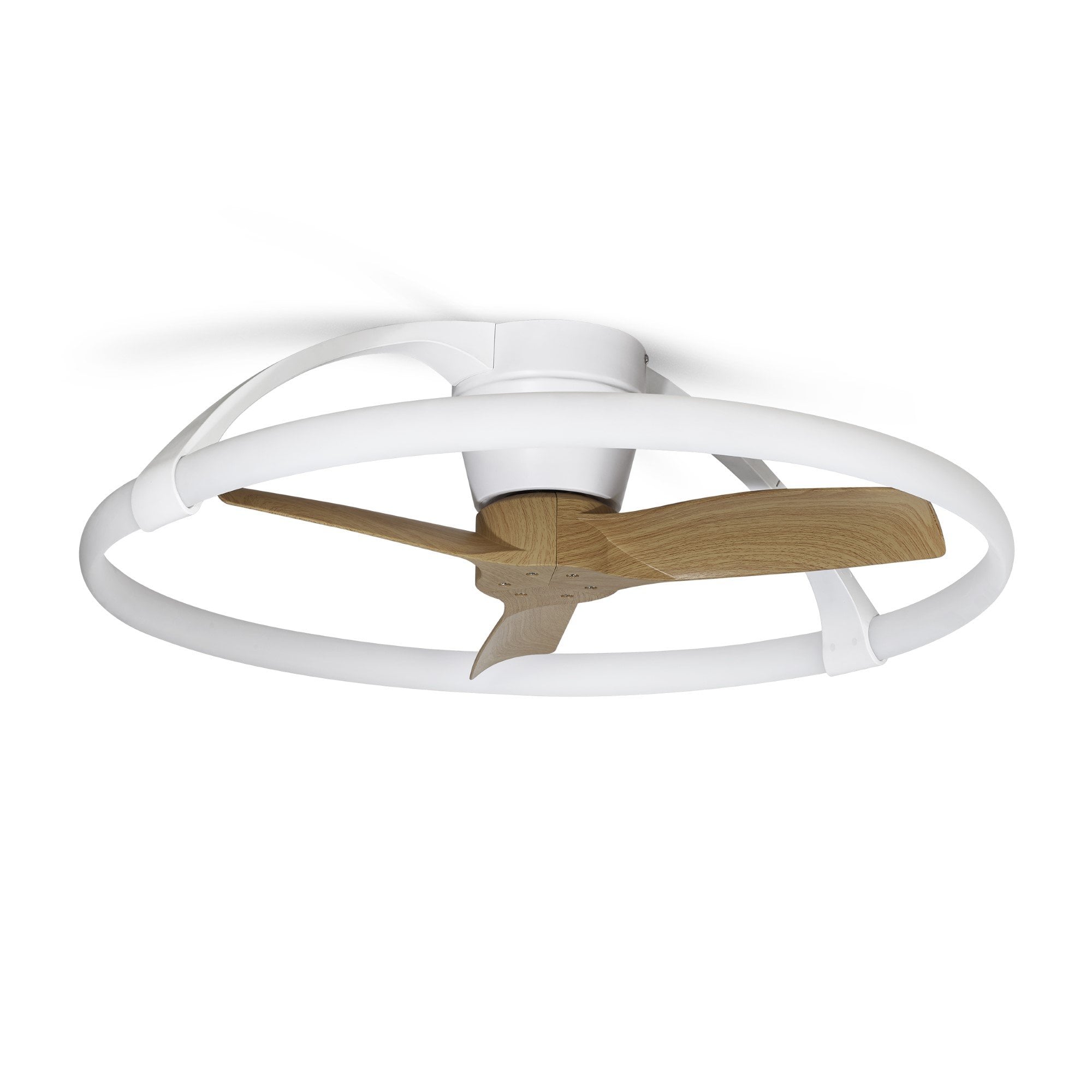 Mantra Nepal 55W LED Dimmable Ceiling Light & Fan, Remote Controlled - White & Wood