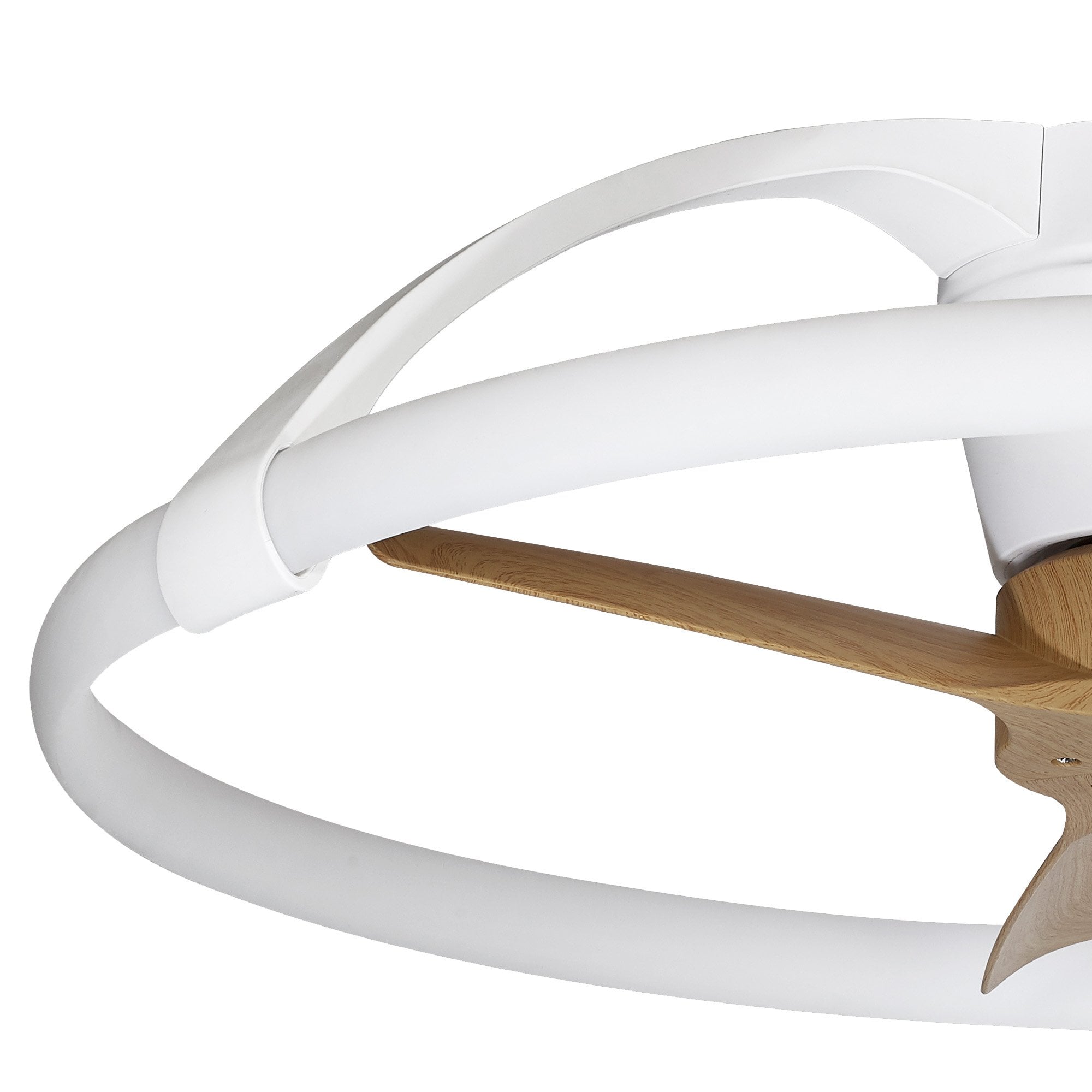 Mantra Nepal 55W LED Dimmable Ceiling Light & Fan, Remote Controlled - White & Wood
