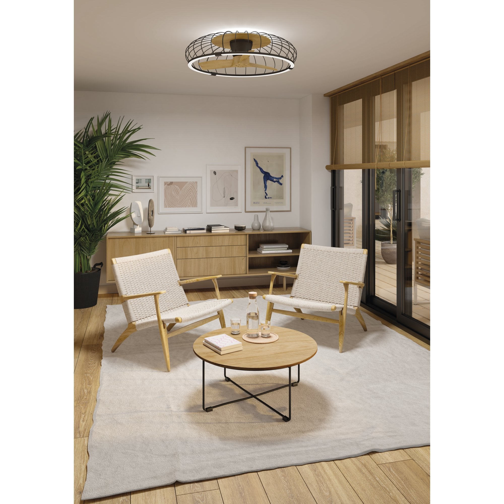 Mantra Nature 75W LED Dimmable Ceiling Light & Fan, Remote, APP ,  Voice Controlled, Black