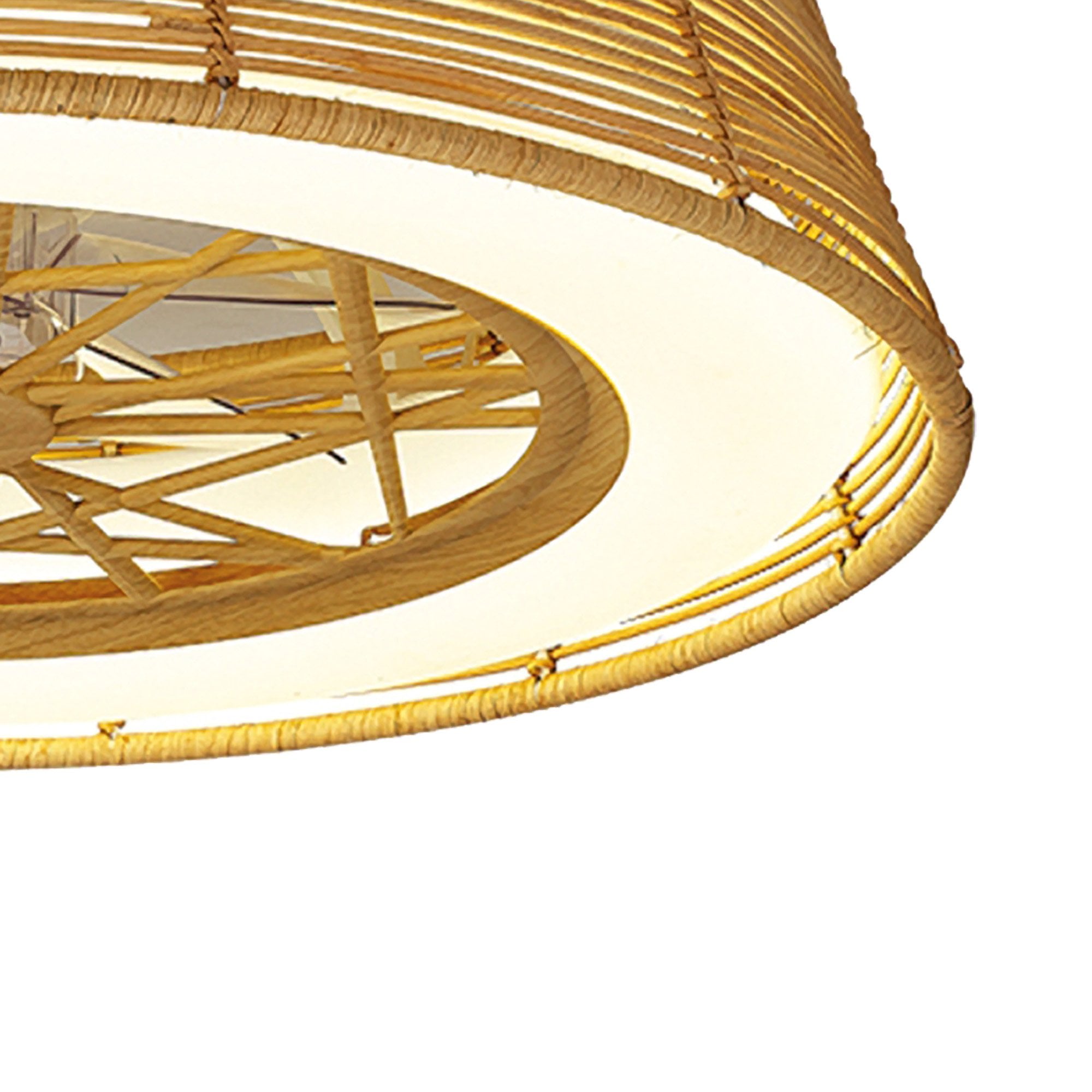 Mantra Indonesia 70W LED Dimmable Ceiling Light & Fan, Remote Controlled, Beige Rattan