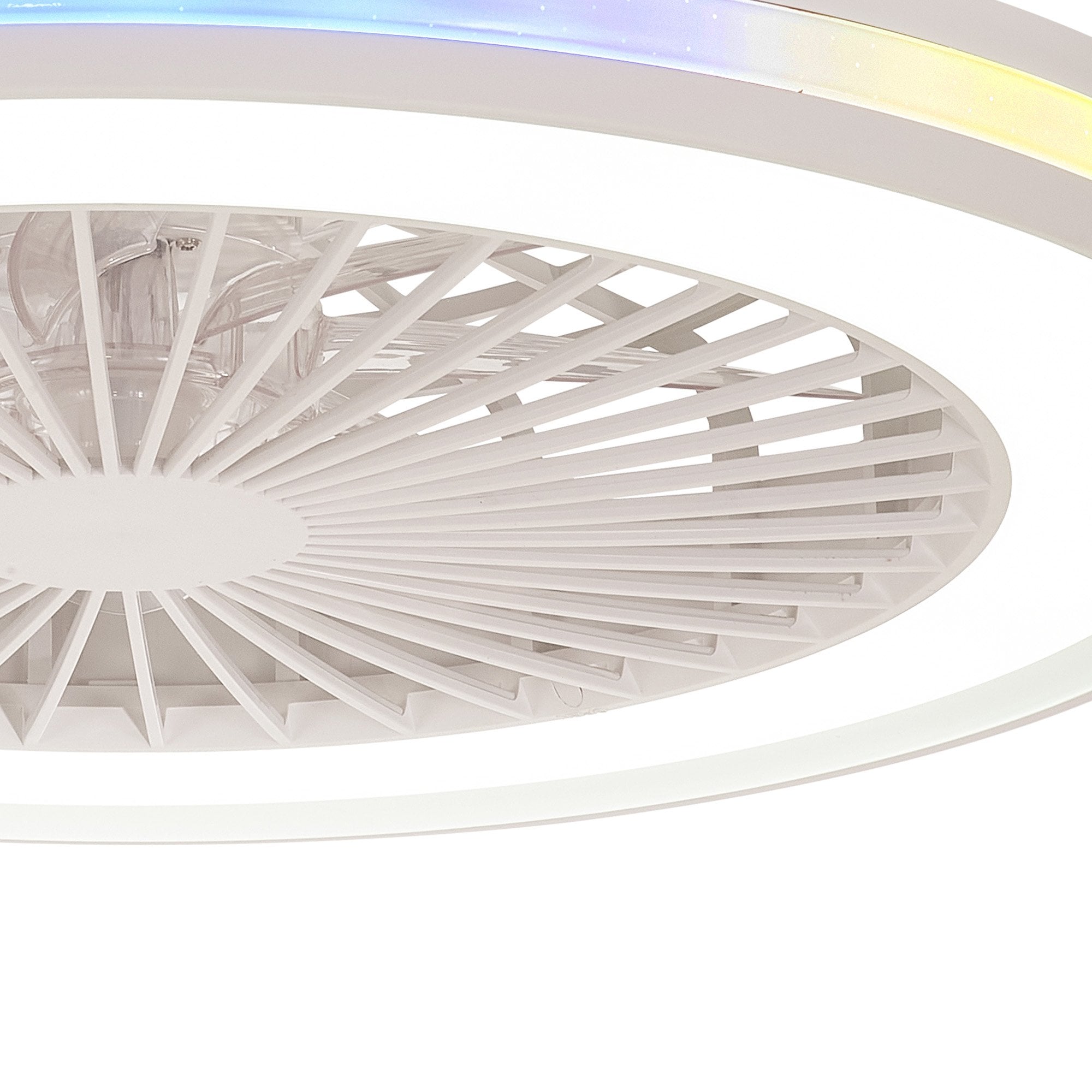 Mantra Gamer 60W LED Dimmable White, RGB Ceiling Light & Fan, Remote - White