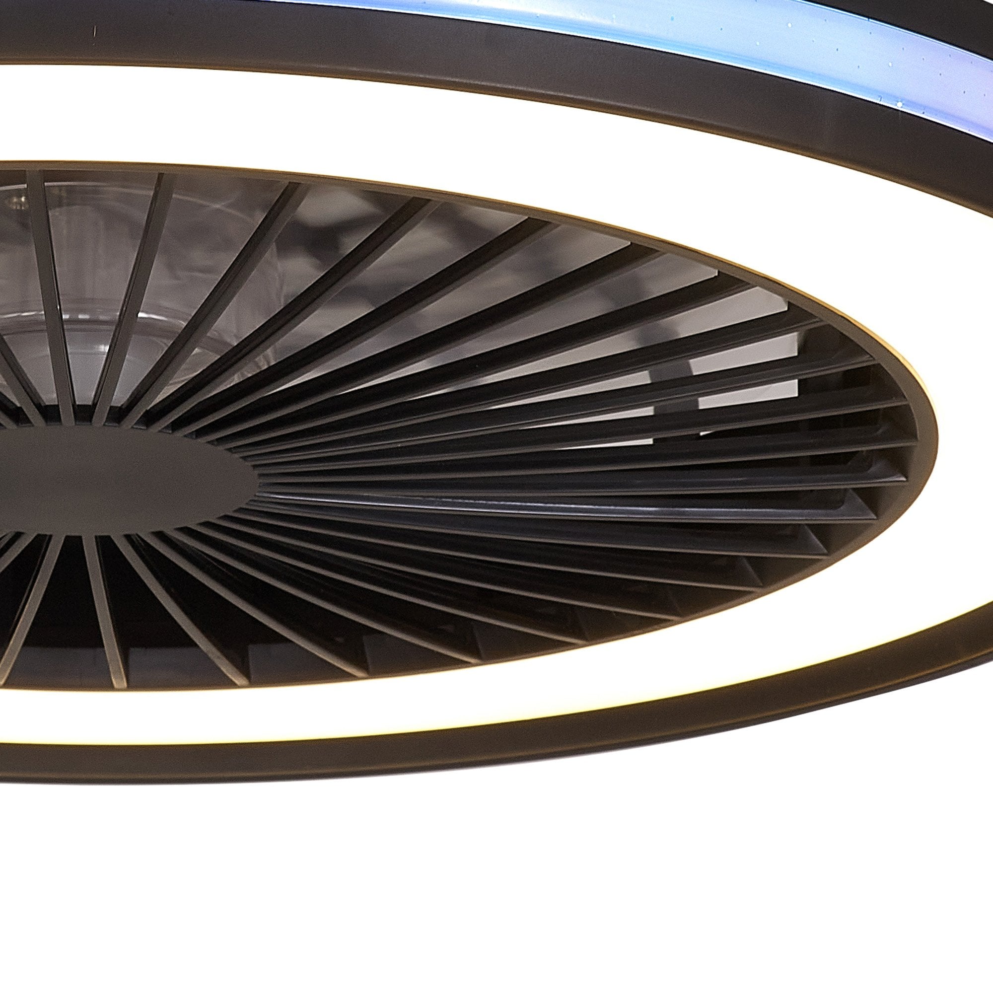Mantra Gamer 60W LED Dimmable White, RGB Ceiling Light & Fan, Remote - Black