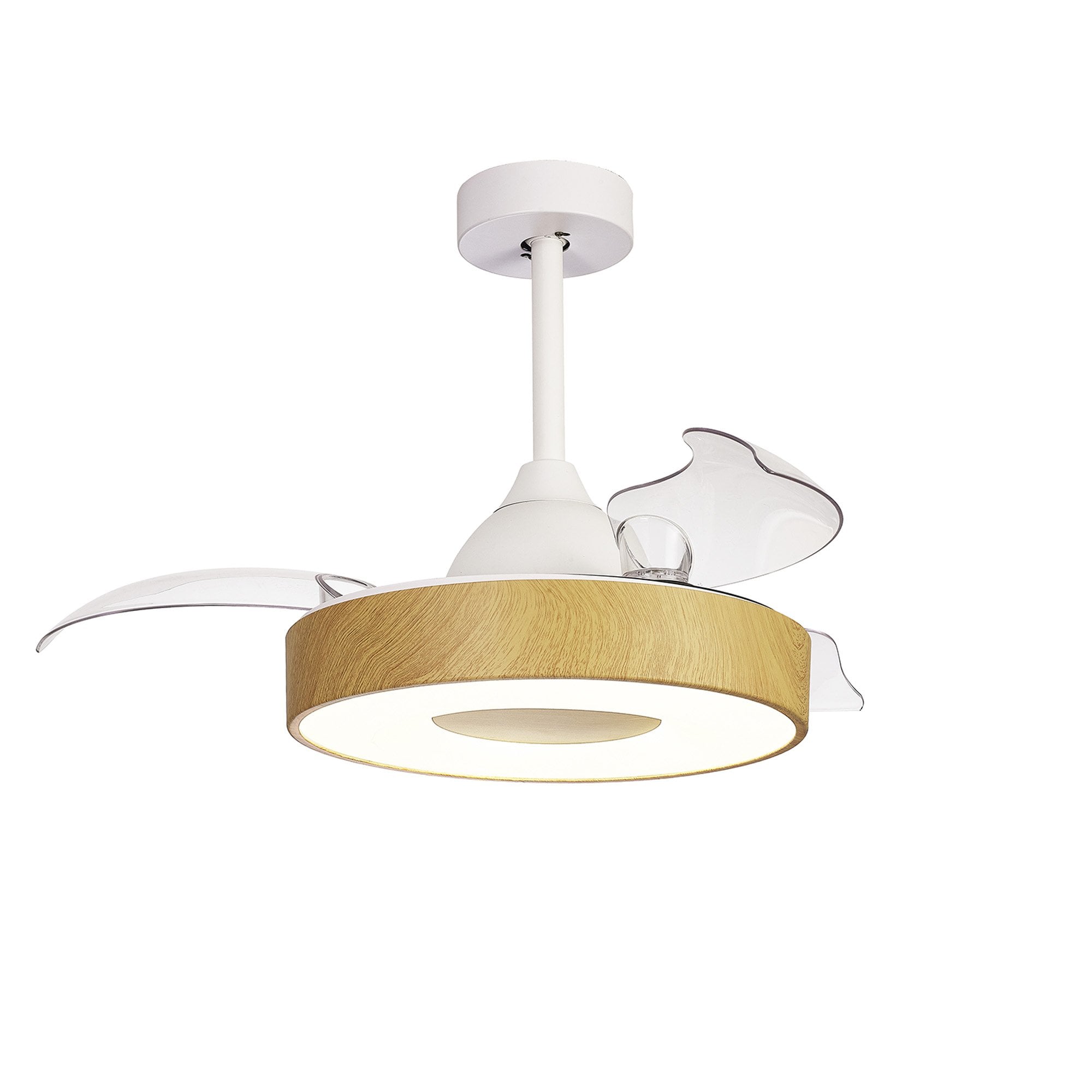 Mantra Coin Mini 45W LED Dimmable Ceiling Light & Fan, Remote & APP Control, LED Wood