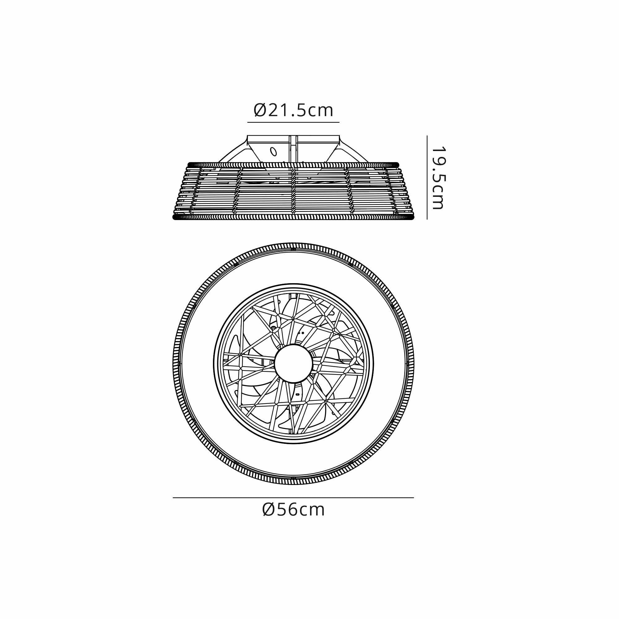 Mantra Indonesia Mini 55W LED Dimmable Ceiling Light & Fan, Remote Controlled, Beige Rattan