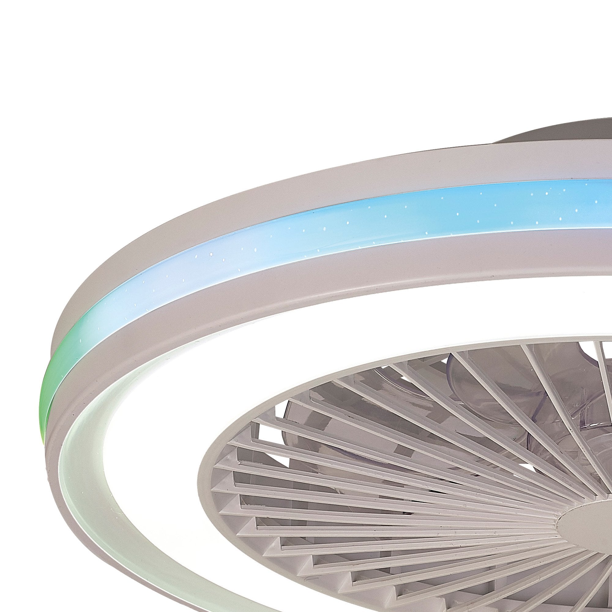 Mantra Gamer 40W LED Dimmable White, RGB Ceiling Light & Fan, Remote - White