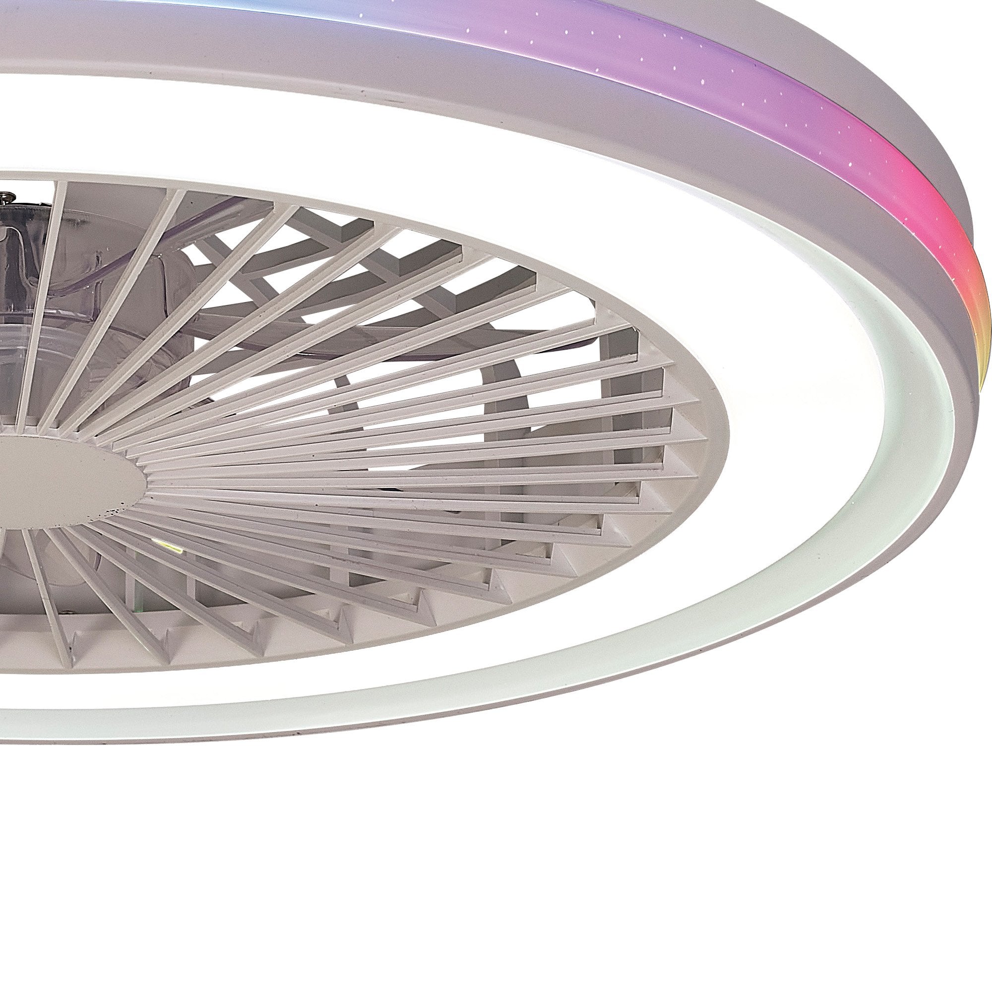 Mantra Gamer 40W LED Dimmable White, RGB Ceiling Light & Fan, Remote - White