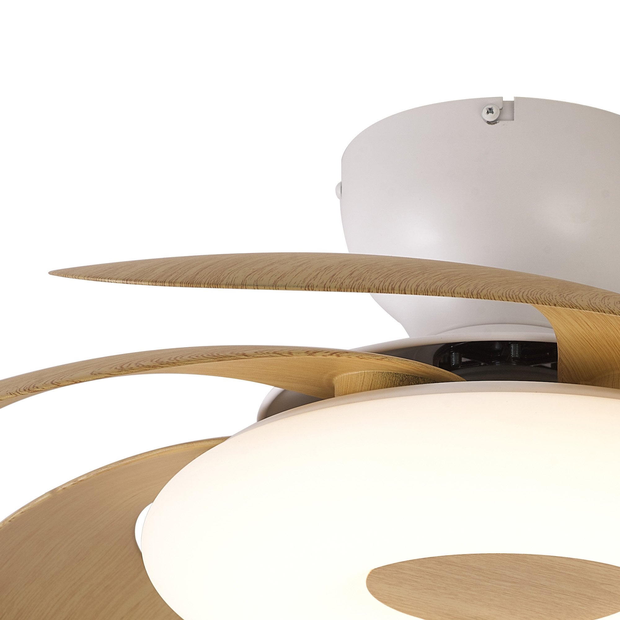 Mantra Flowers 24W LED Dimmable Ceiling Light & Fan, Remote Controlled, - White, Wood