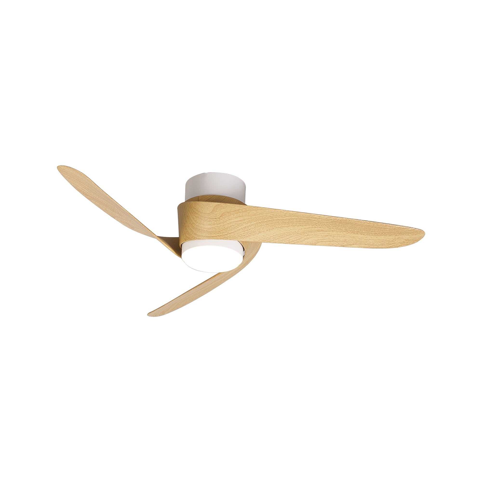 Mantra Island 24W LED Dimmable Ceiling Light With Built-In 30W DC Fan, 2700-5000K Remote & APP Control - White, Wood