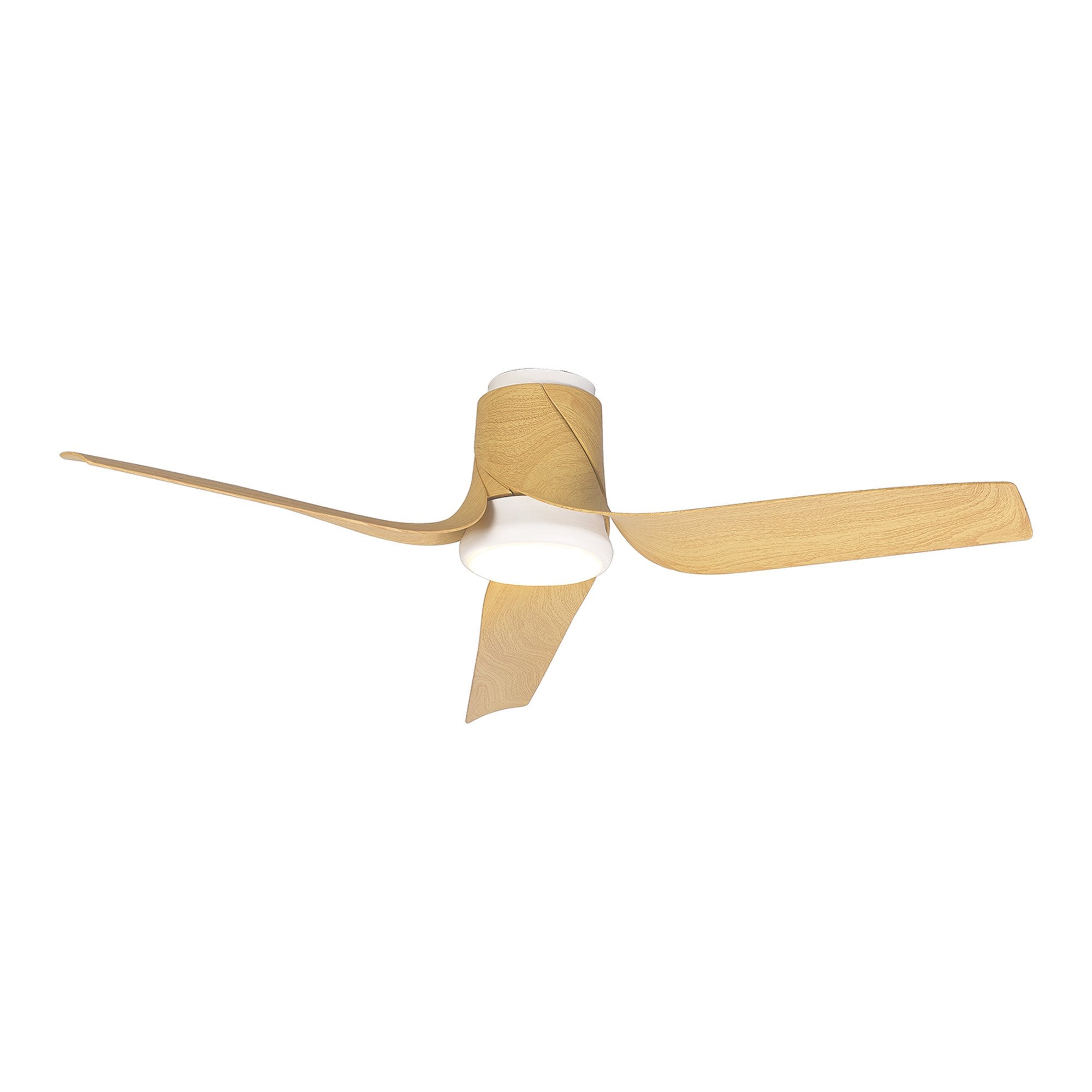 Mantra Ushuaia 30W LED Dimmable Ceiling Light With Built-In 35W DC Fan, 2700-5000K Remote & APP Control - White, Wood
