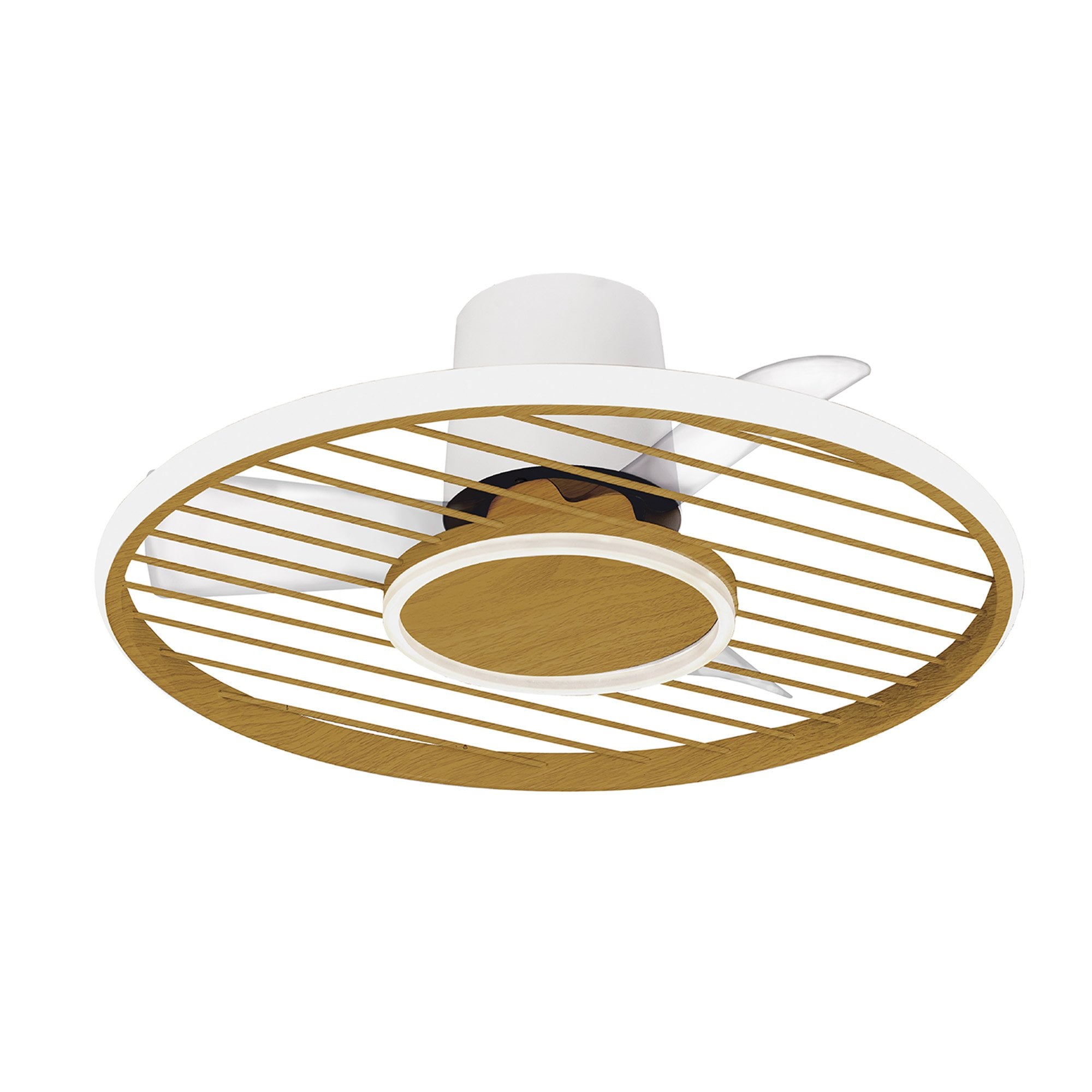 Mantra Soho 45W LED Dimmable Ceiling Light With Built-In 30W DC Fan, 2700-5000K Remote & APP Control - White, Wood