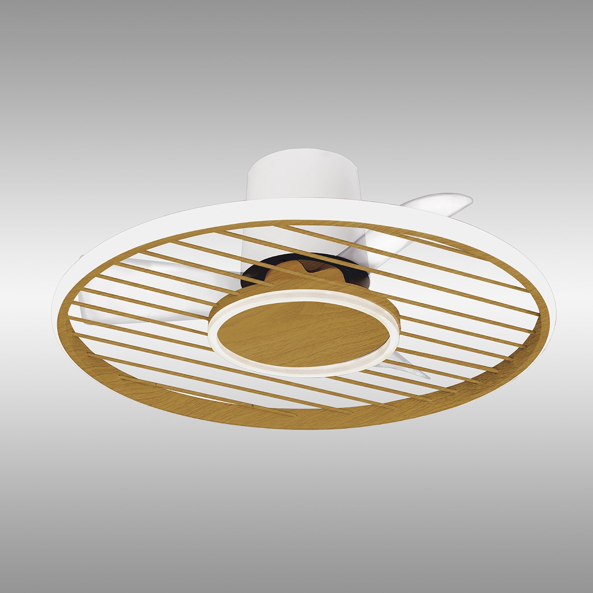 Mantra Soho 45W LED Dimmable Ceiling Light With Built-In 30W DC Fan, 2700-5000K Remote & APP Control - White, Wood