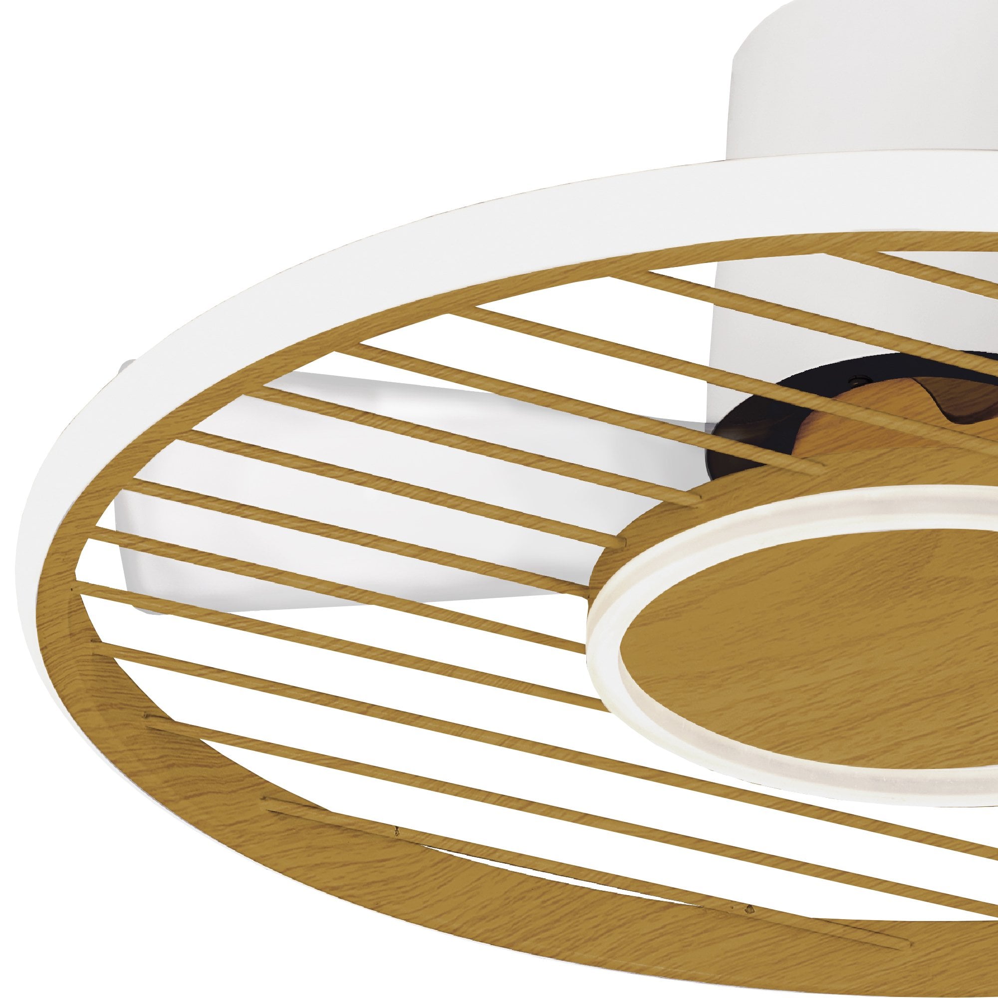 Mantra Soho 45W LED Dimmable Ceiling Light With Built-In 30W DC Fan, 2700-5000K Remote & APP Control - White, Wood