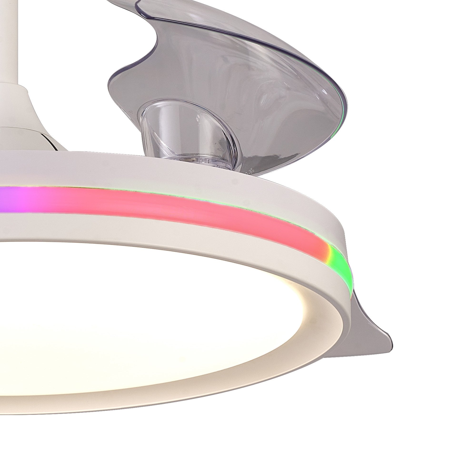 Mantra Rafaga 50W LED Dimmable White, RGB Ceiling Light With Built-In 30W DC Reversible Fan, Remote Control 3000-6500K - White