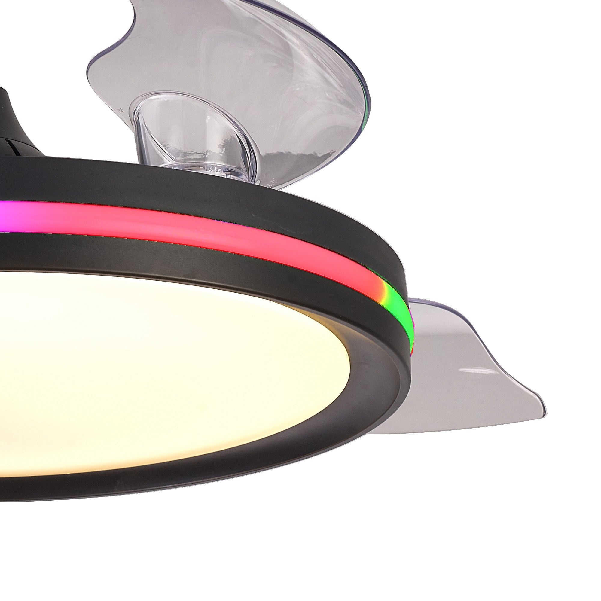 Mantra Rafaga 50W LED Dimmable White, RGB Ceiling Light With Built-In 30W DC Reversible Fan, Remote Control 3000-6500K - Black