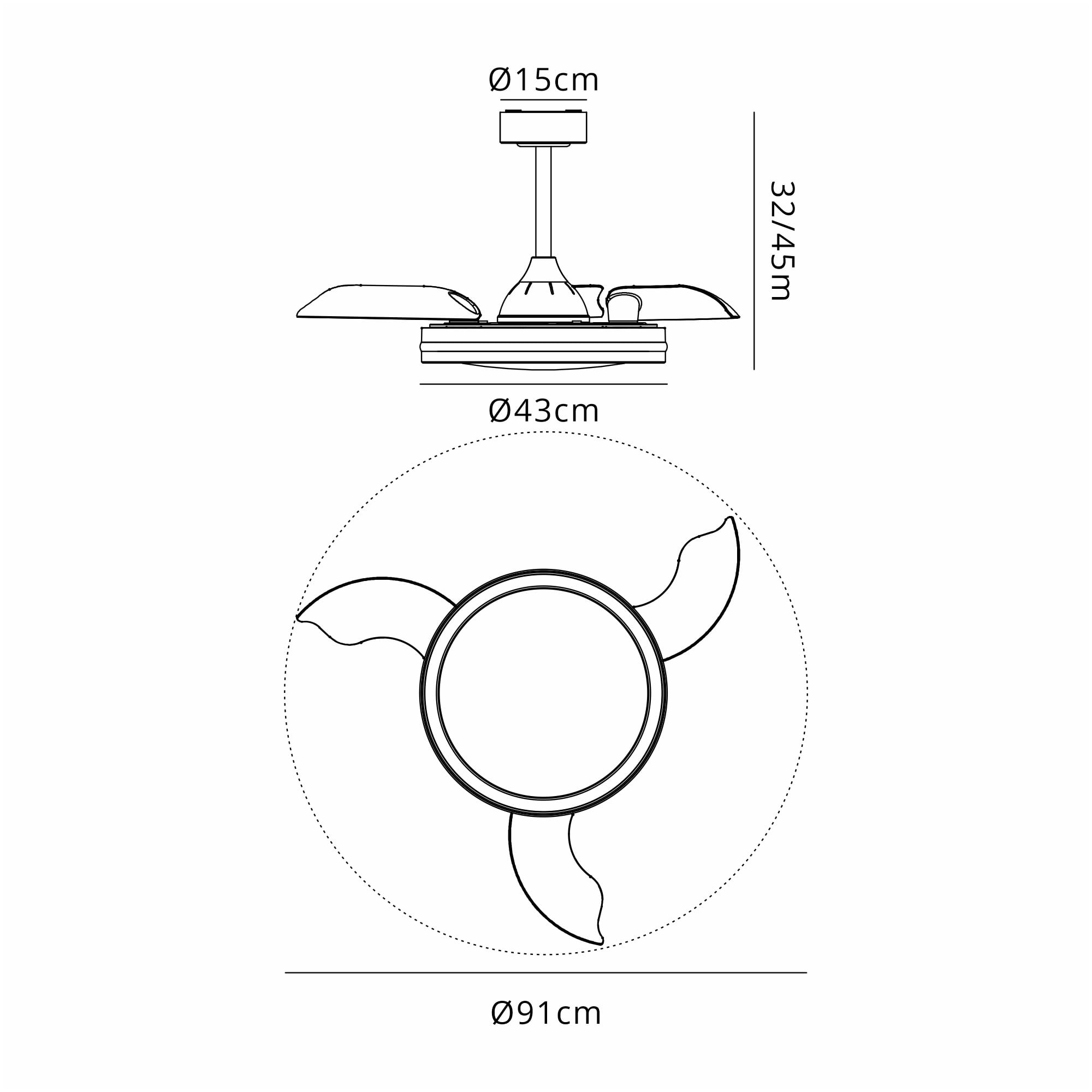 Mantra North 40W LED Dimmable White, RGB Ceiling Light With Built-In 28W DC Reversible Fan, Remote Control 3000-6500K - Black