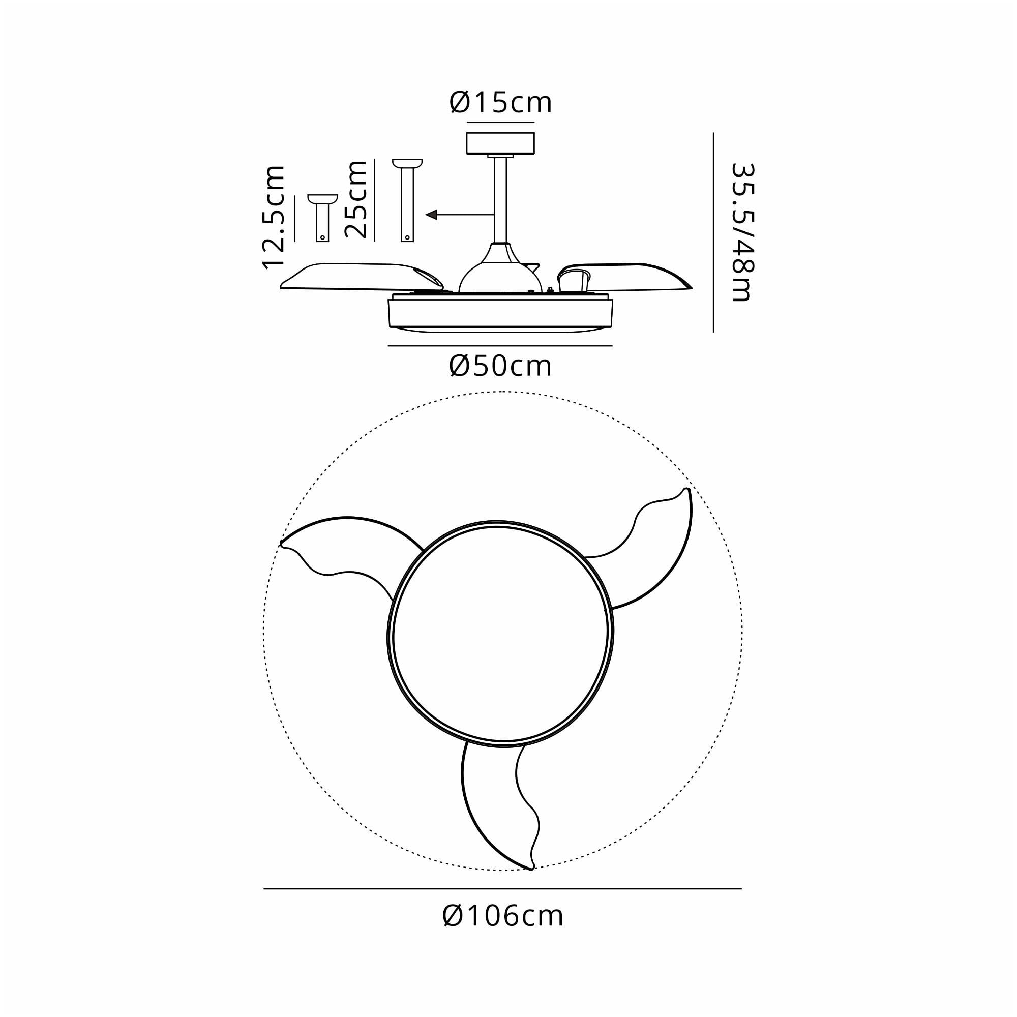 Mantra Alaska 60W LED Dimmable Ceiling Light With Built-In 30W DC Fan, 2700-5000K Remote & APP Control - Black