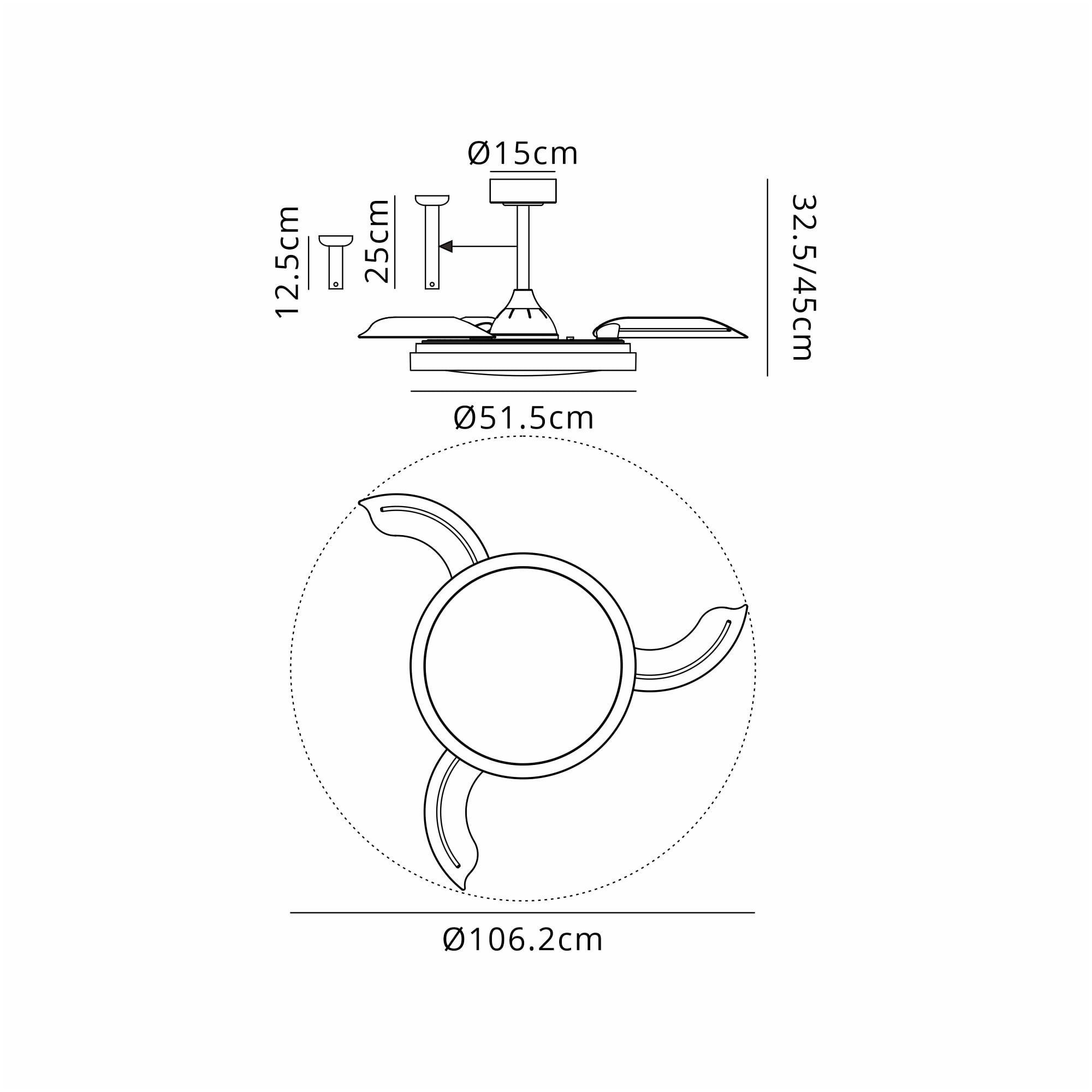 Mantra Siberia 50W LED Dimmable White, RGB Ceiling Light With Built-In 30W DC Fan, 3000-6500K Remote Control - White