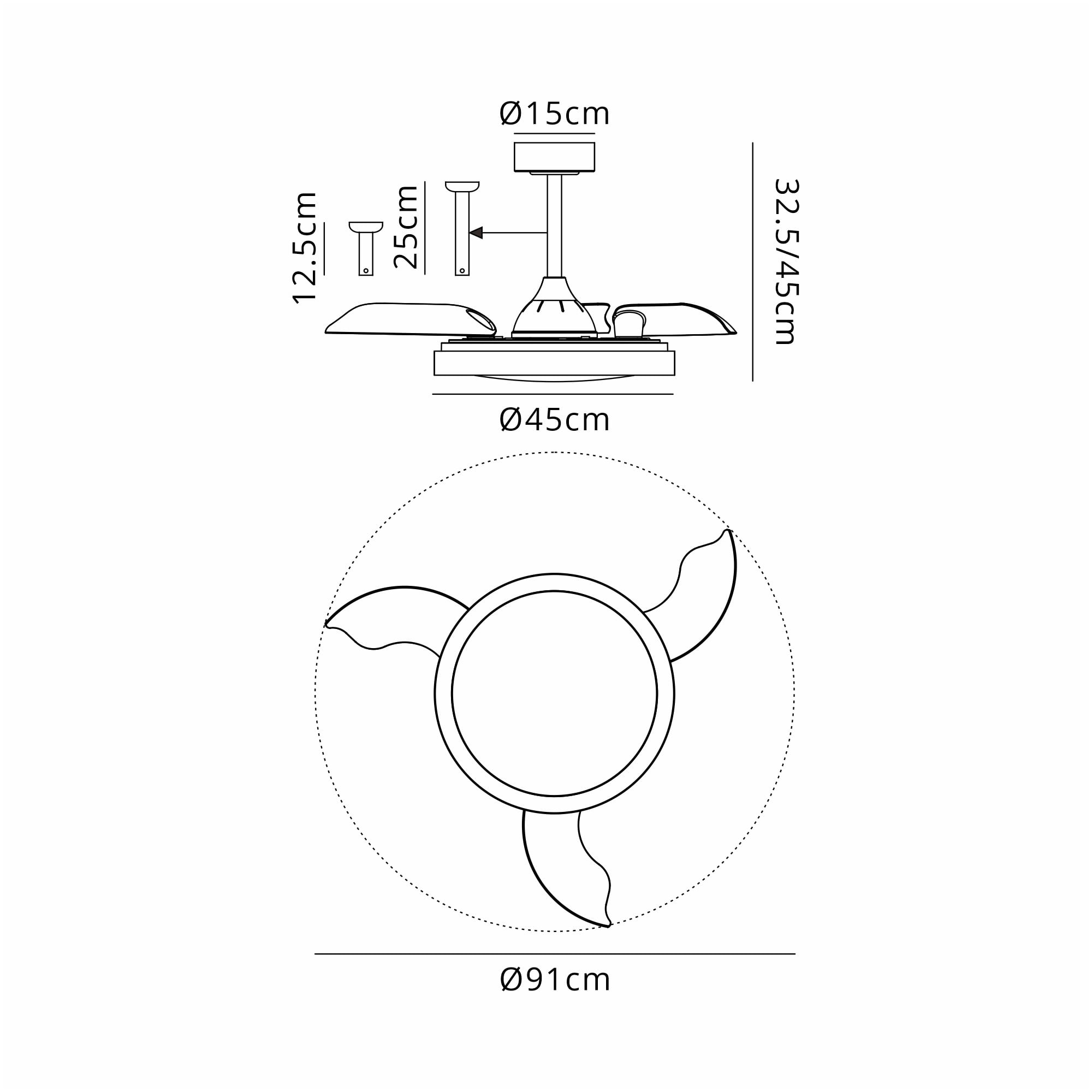 Mantra Mistral Mini 40W LED Dimmable Ceiling Light With Built-In 28W DC Fan, 2700-5000K Remote Control - White
