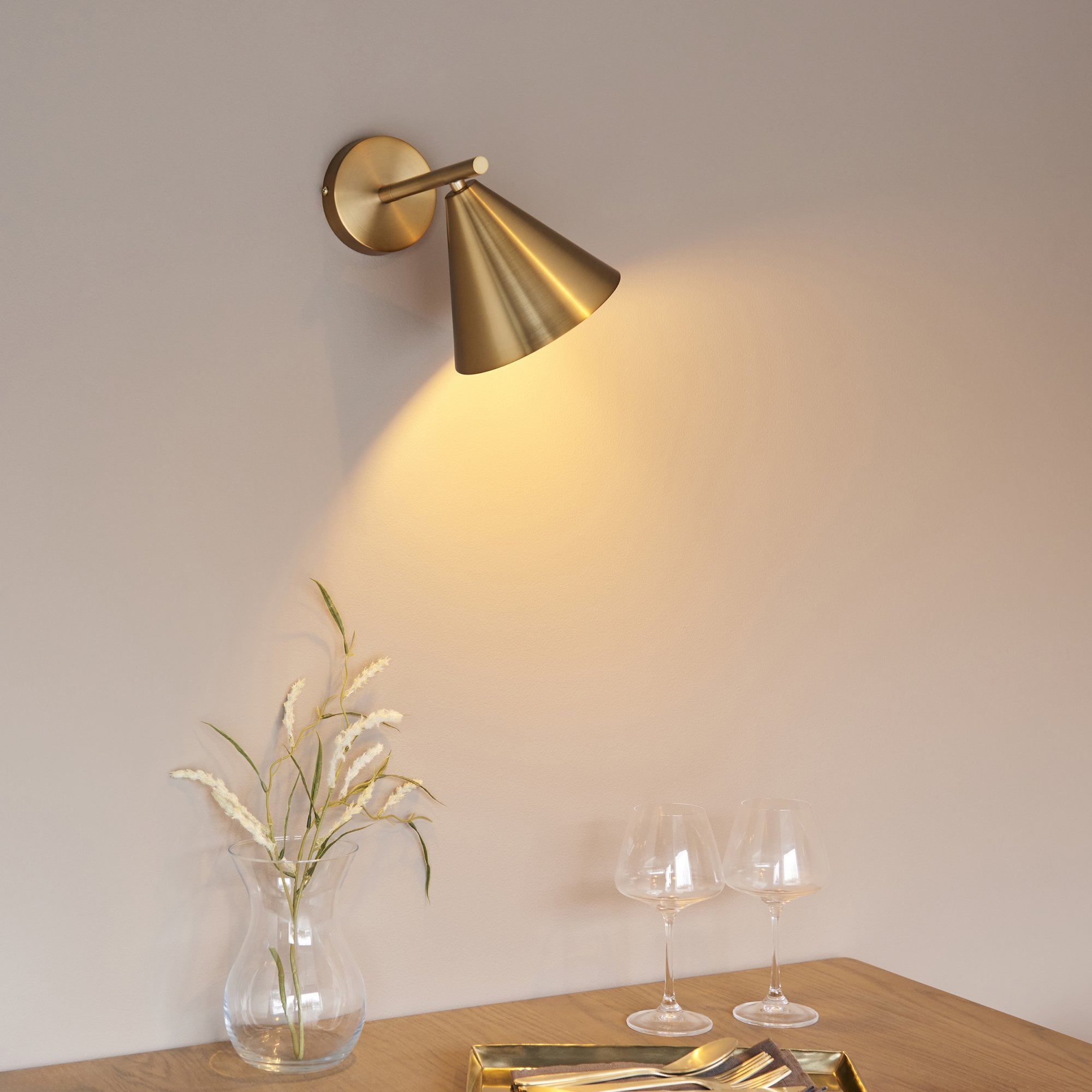 Endon Cape 1 Light Wall Light - Warm Antique Brass
