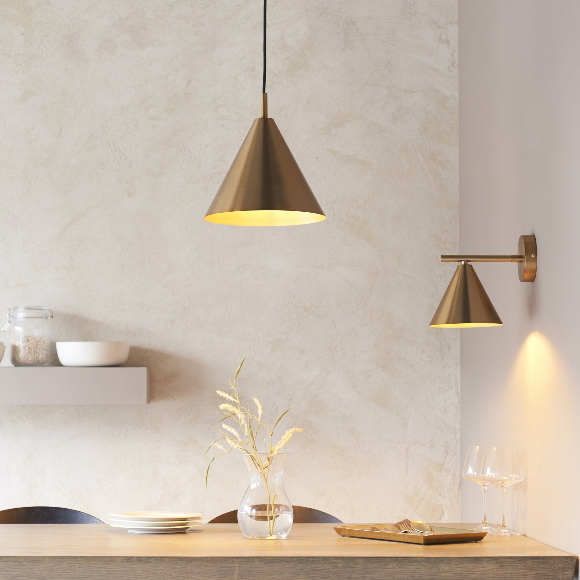 Endon Cape 1 Light Wall Light - Warm Antique Brass