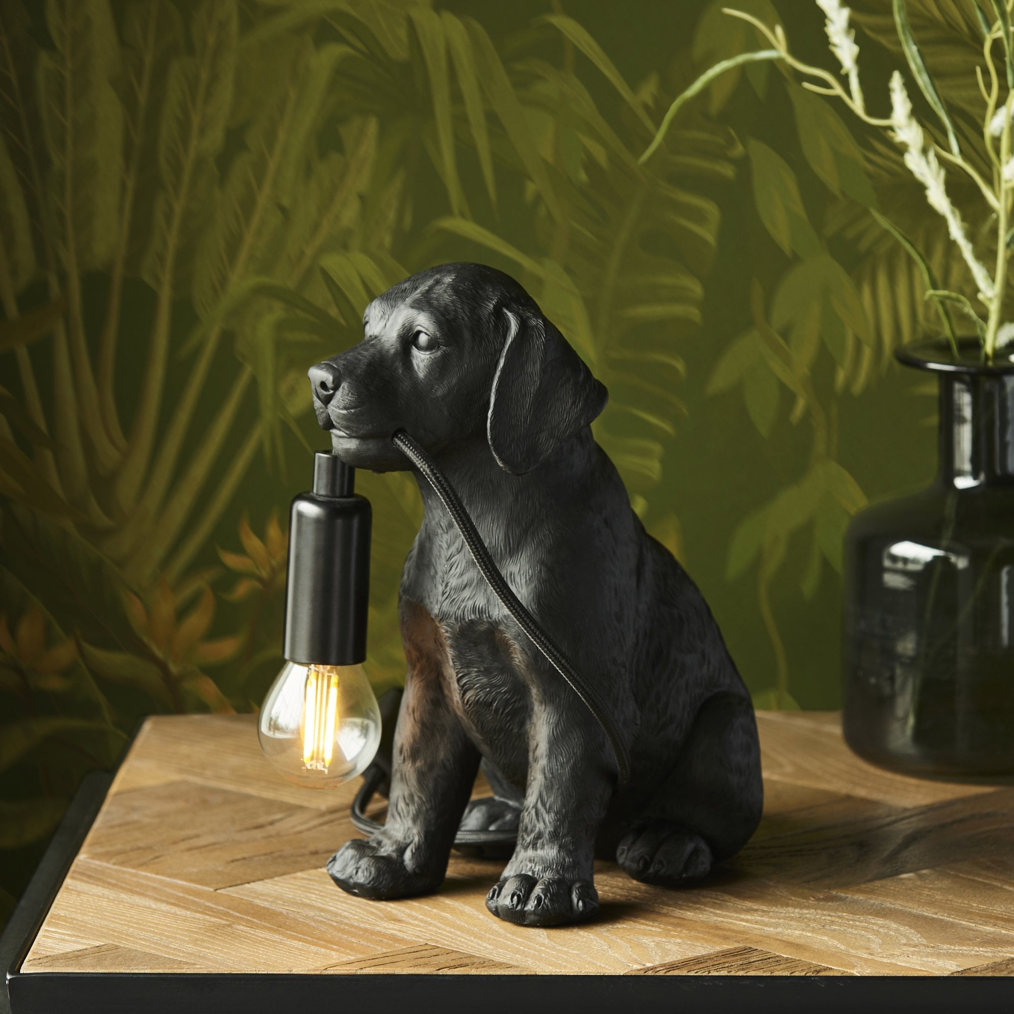 Endon Labrador Puppy 1 Light Table Lamp - Matt Black