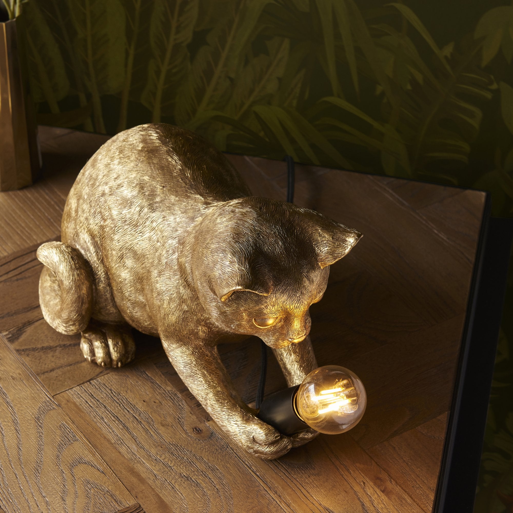 Endon Kitten 1 Light Table Lamp - Vintage Gold & Matt Black
