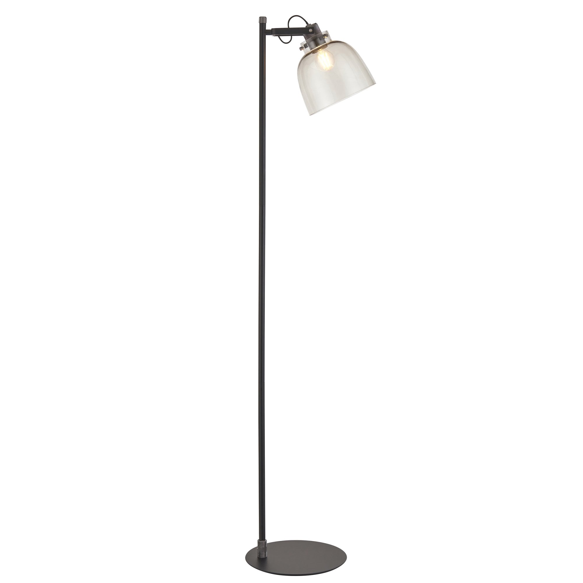 Utopia Pitch 1 Light Floor Lamp - Black Chrome & Tinted Glass