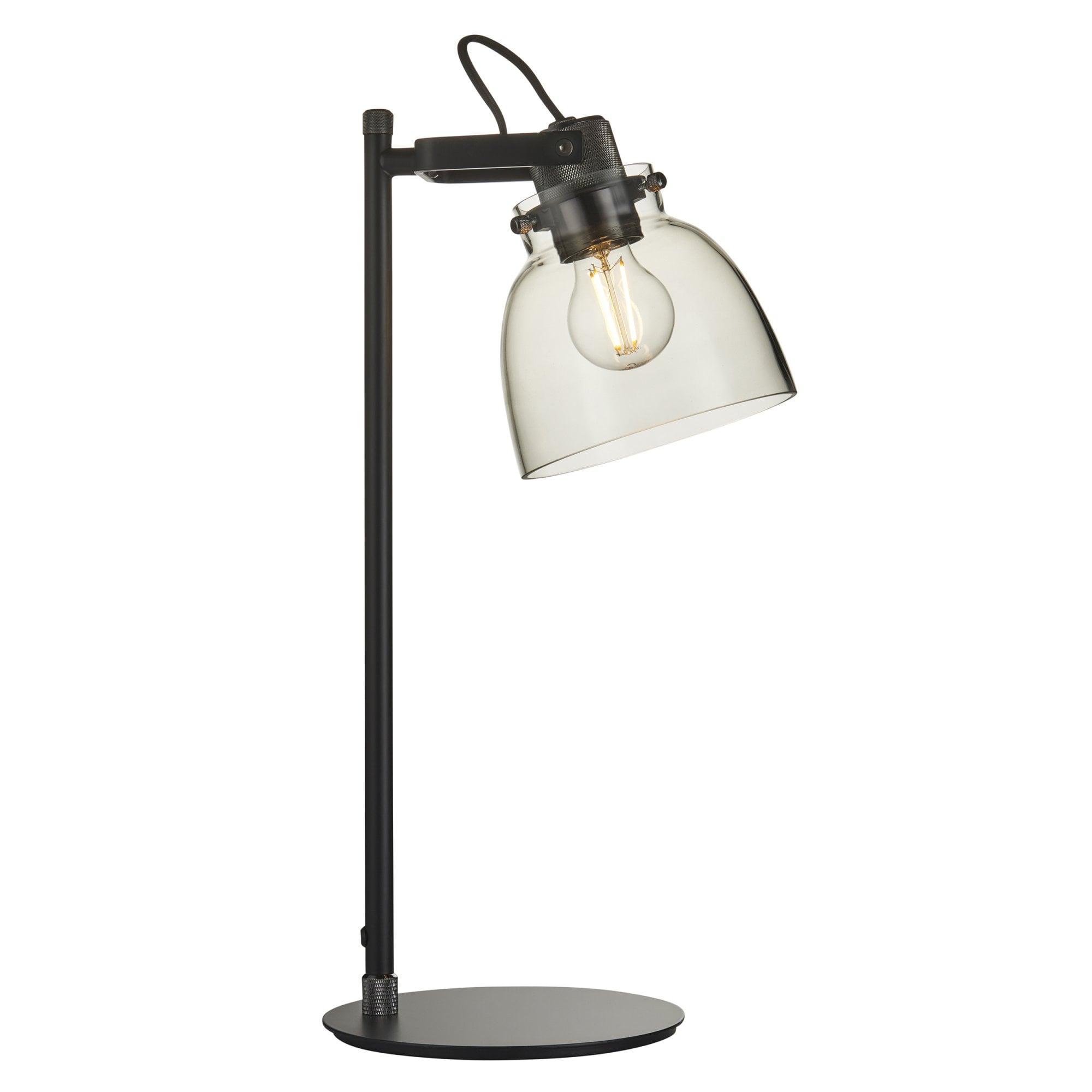 Utopia Pitch 1 Light Table Lamp - Black Chrome & Tinted Glass